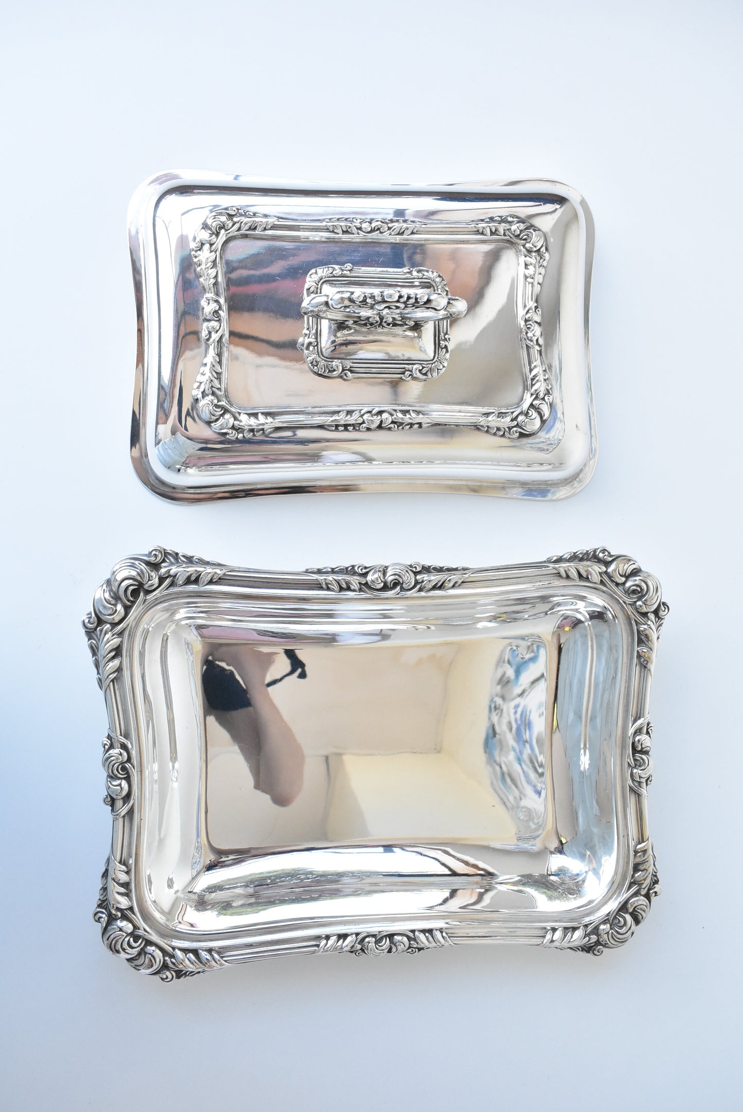 Stunning vintage silver serving dish with lid