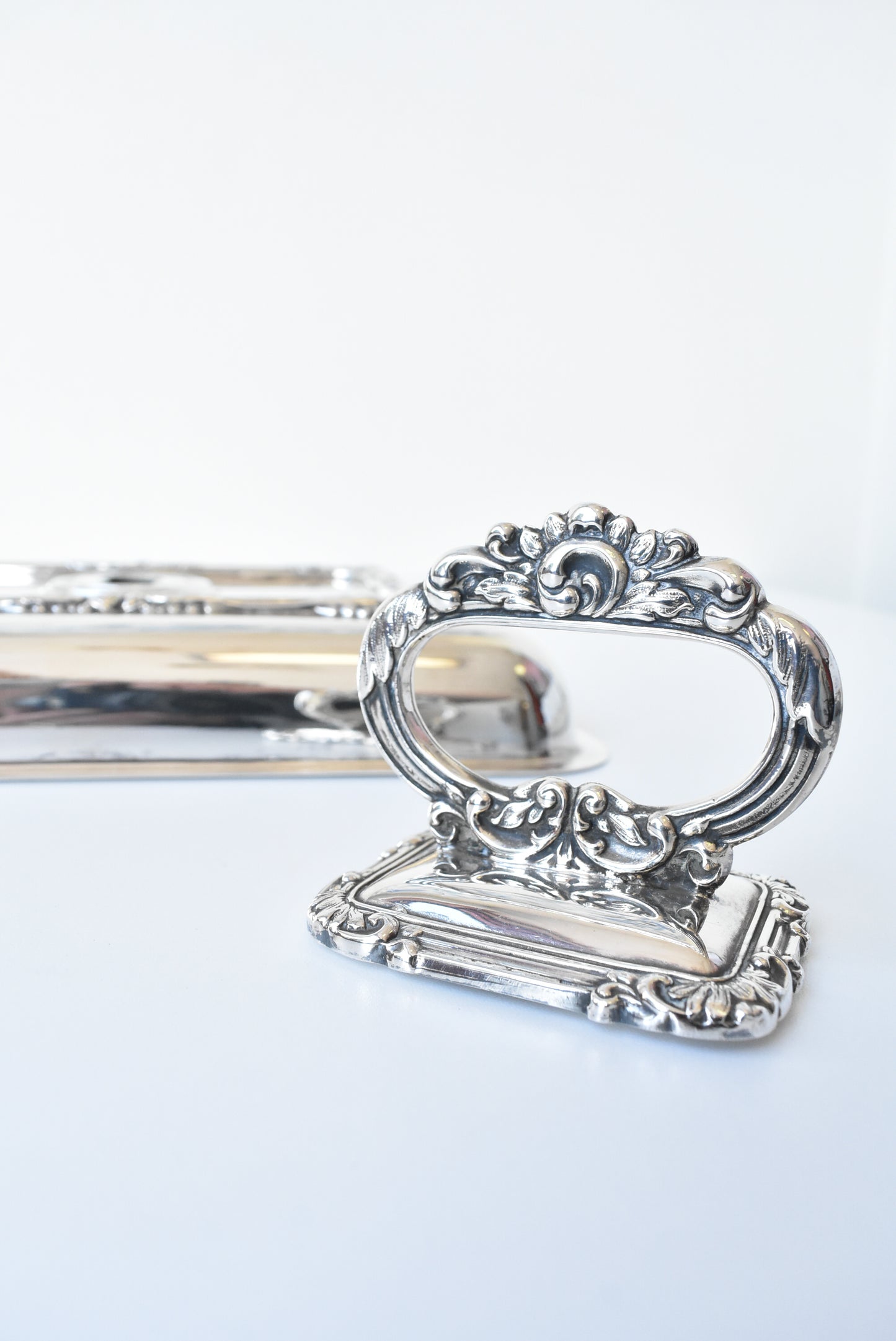 Stunning vintage silver serving dish with lid