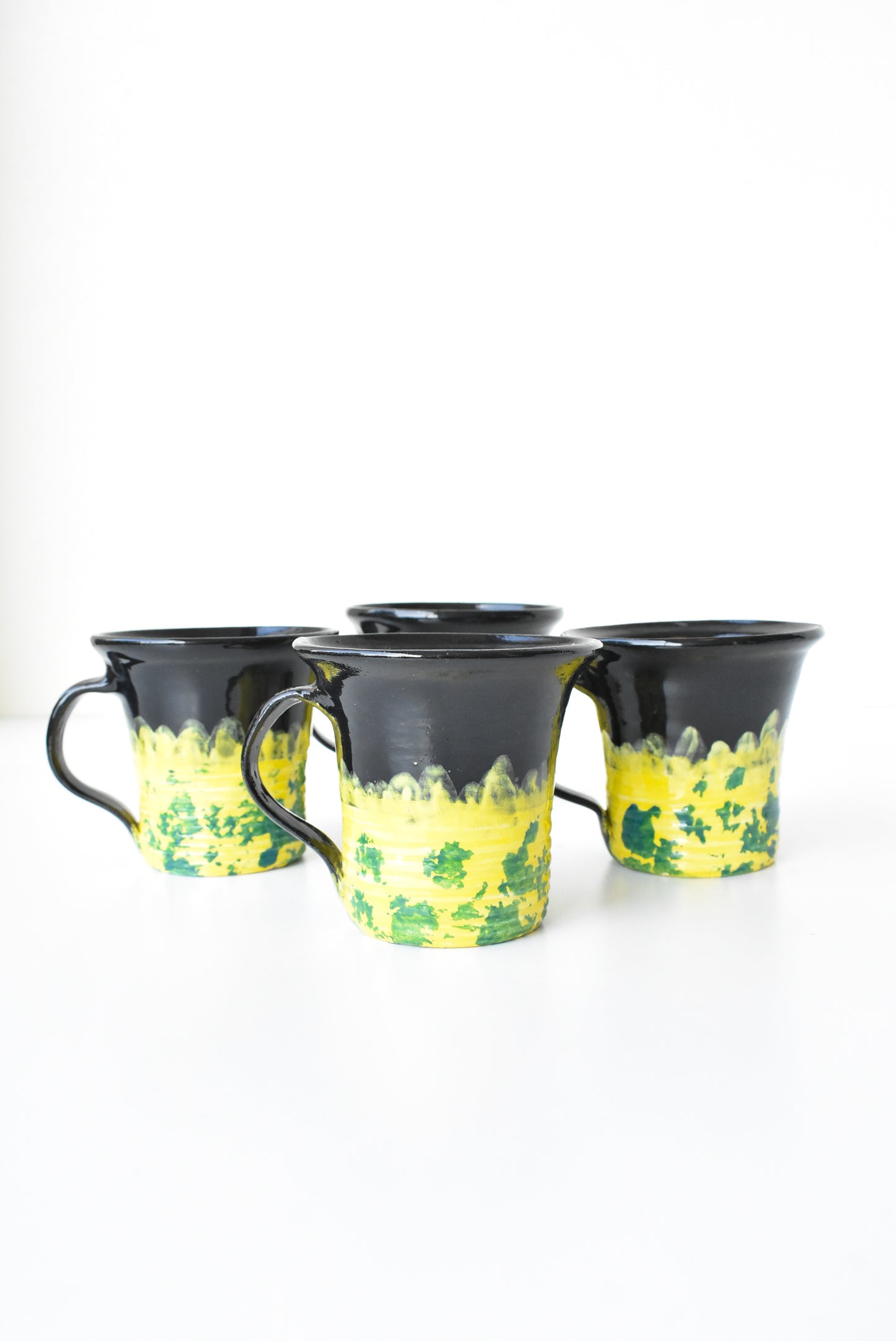 Vibrant pottery mugs x4