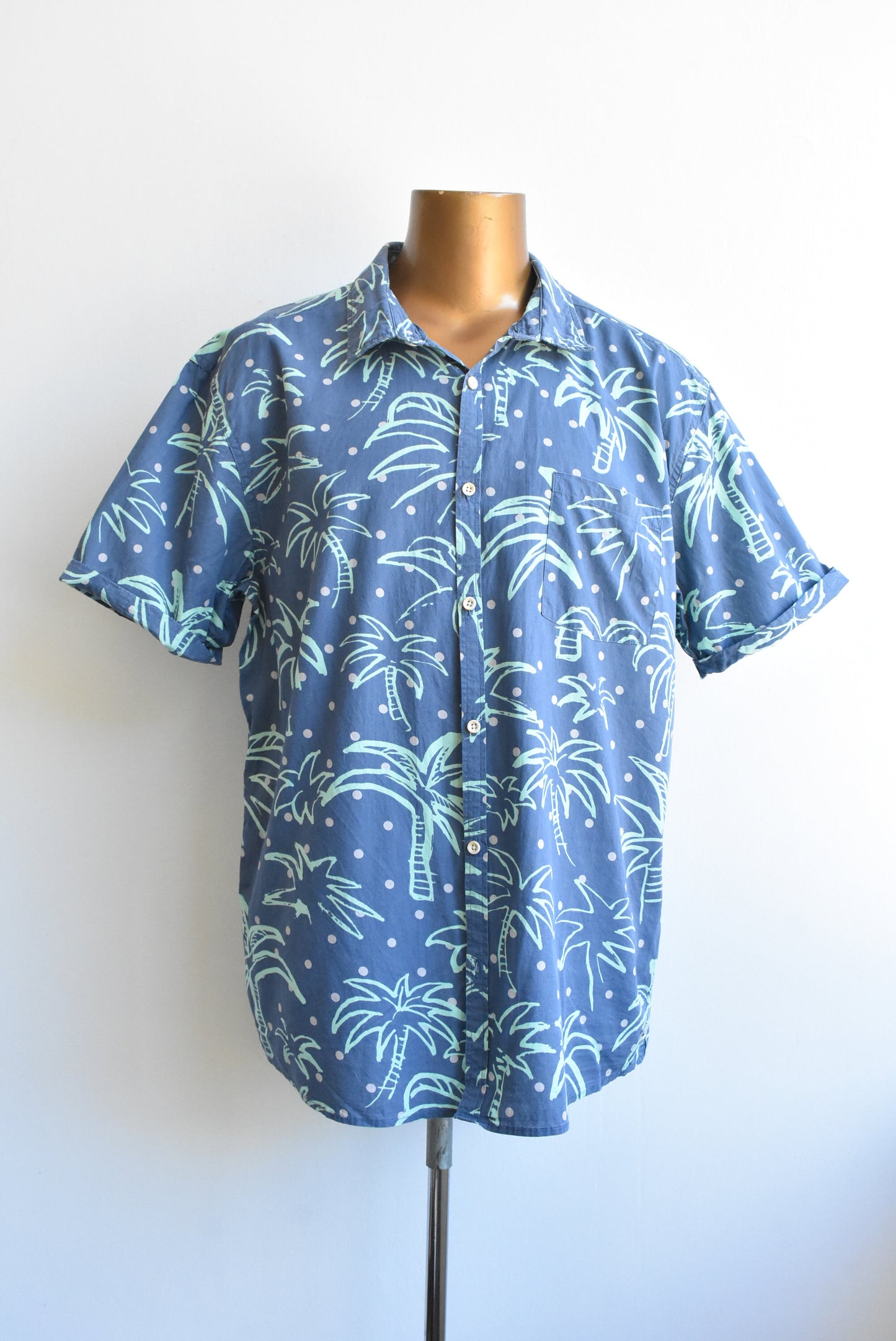 Quicksilver men's palm tree 100% cotton shirt, size XXL