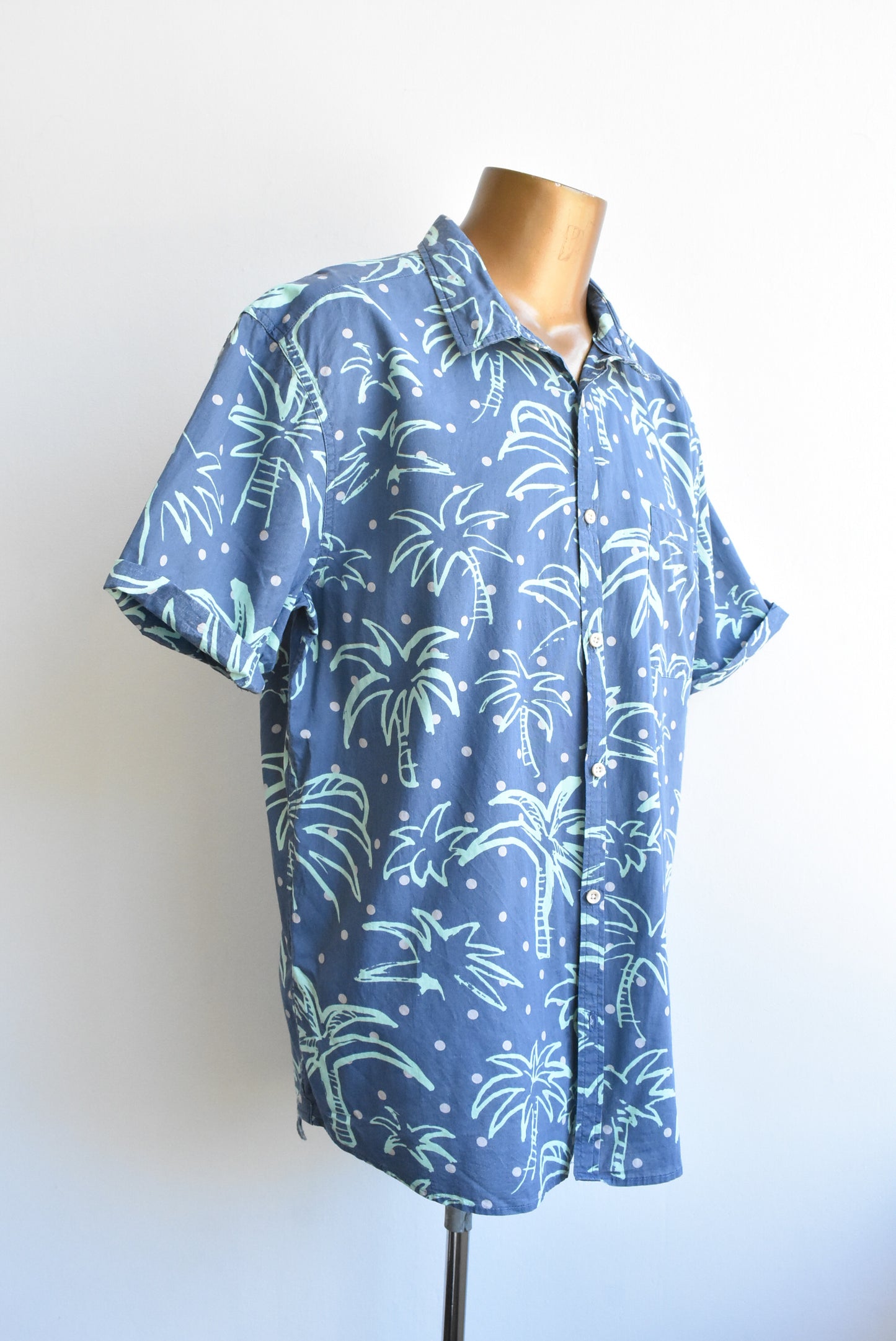 Quicksilver men's palm tree 100% cotton shirt, size XXL