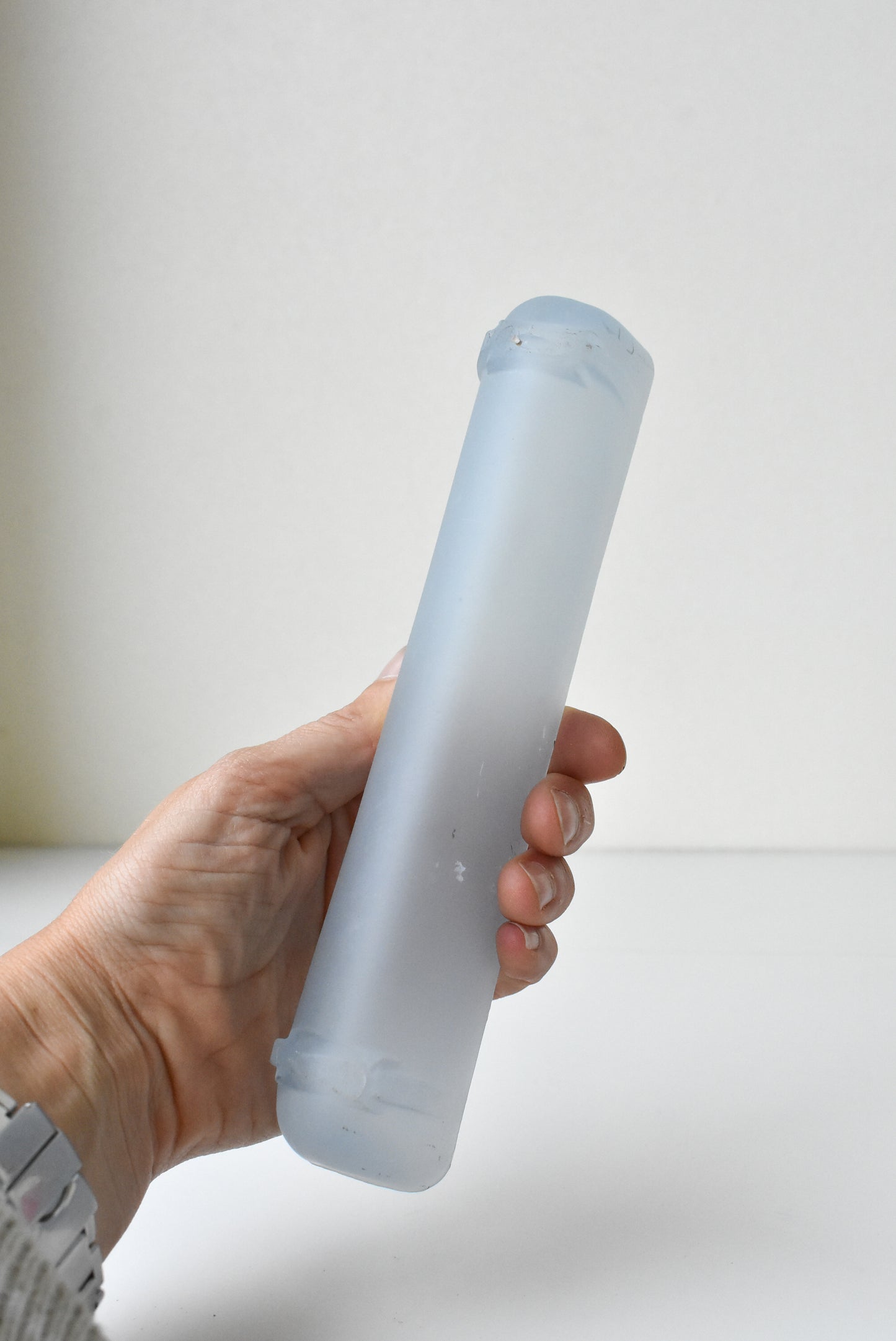Vintage frosted glass trough vase