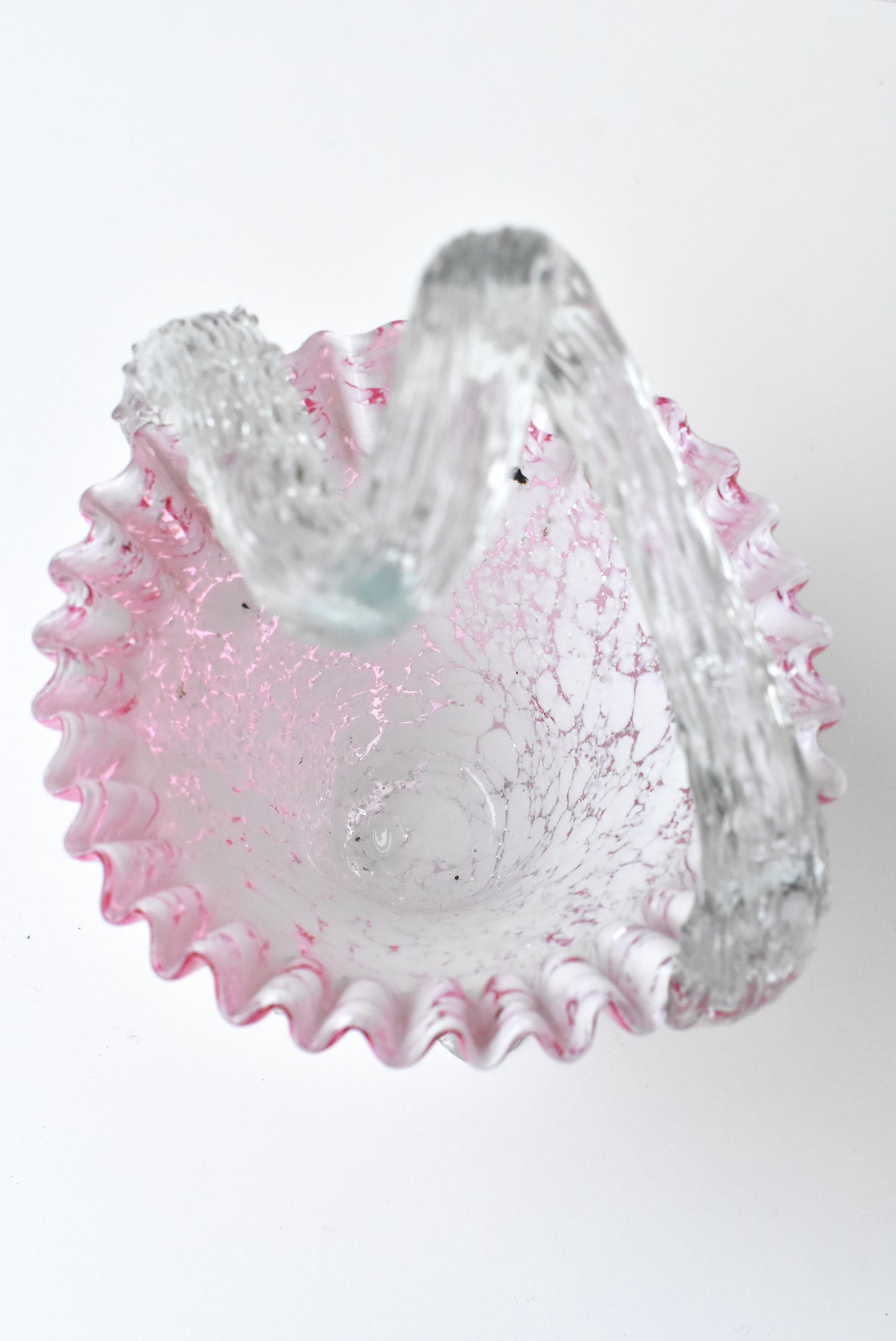 Victorian blown pink glass basket