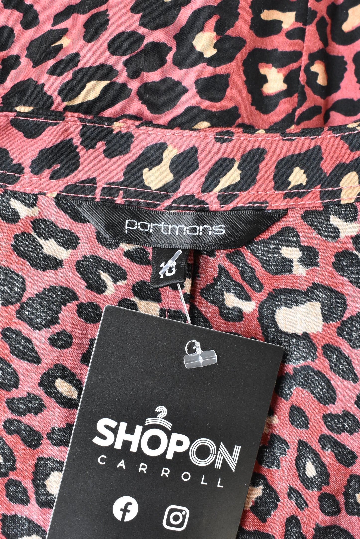 Red leopard print wrap dress, size 10