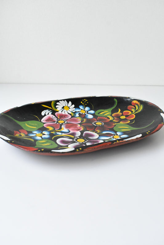 Hand-painted floral Mexico tray
