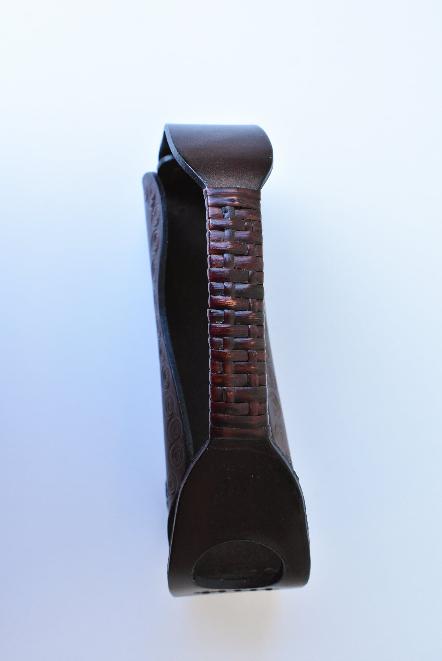 Portuguese hand-tooled leather wine bottle holder