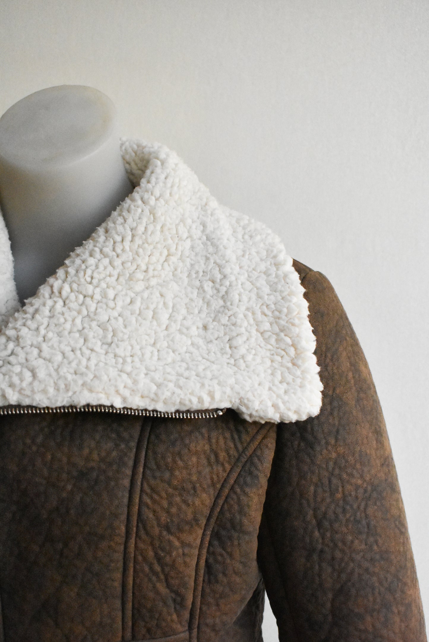 Ezzue faux sheepskin aviator jacket, size 12