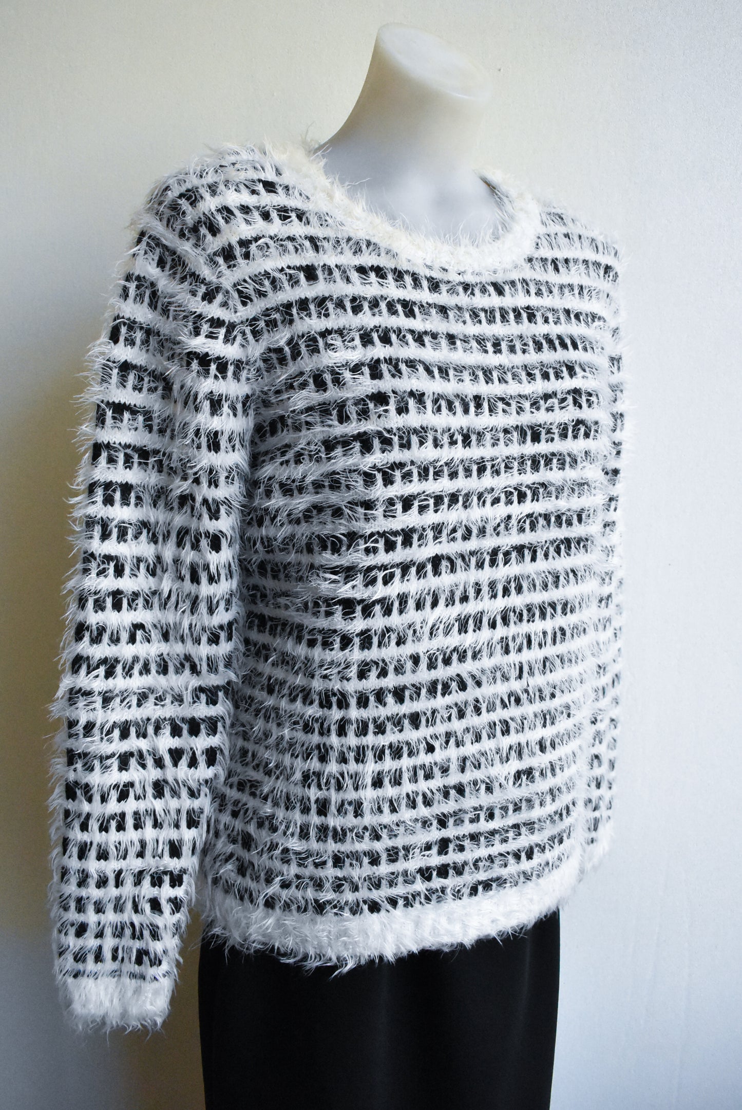 Glassons black and cream fluffy jumper, size S