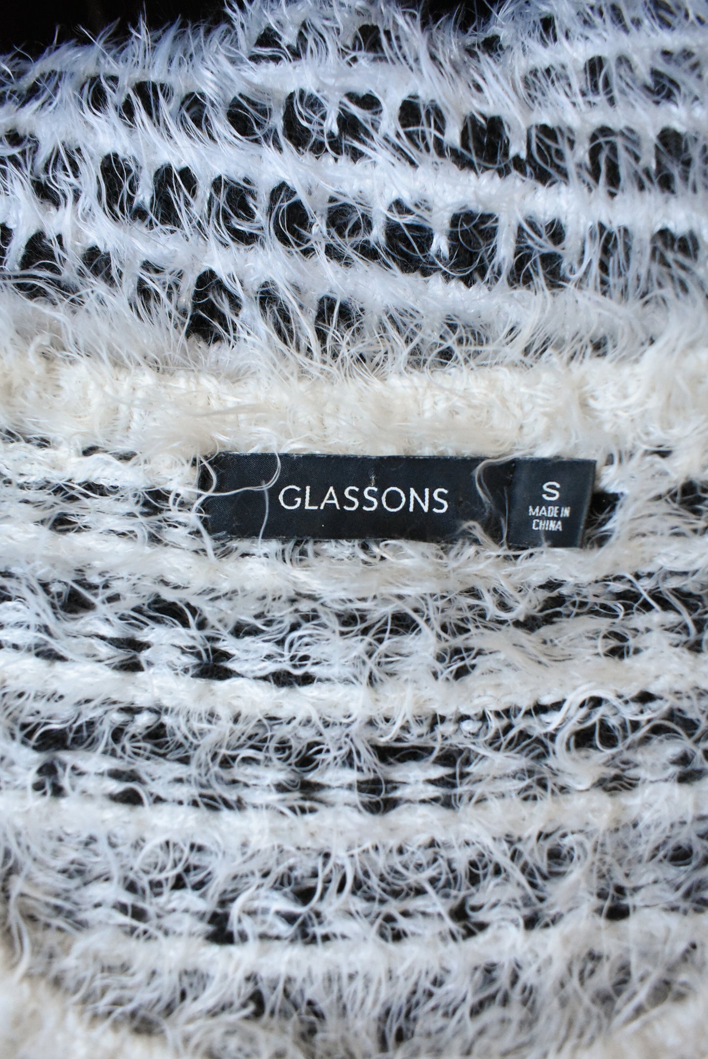 Glassons black and cream fluffy jumper, size S