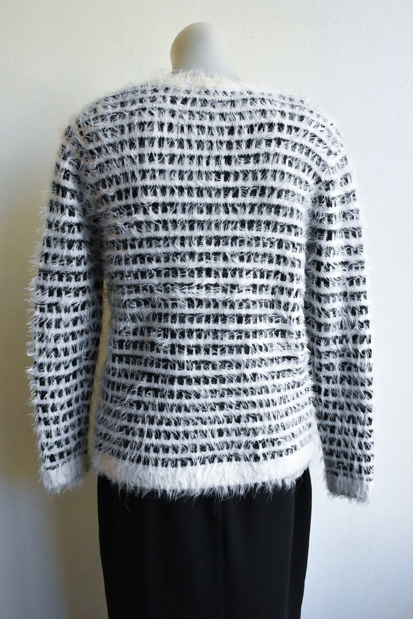 Glassons black and cream fluffy jumper, size S
