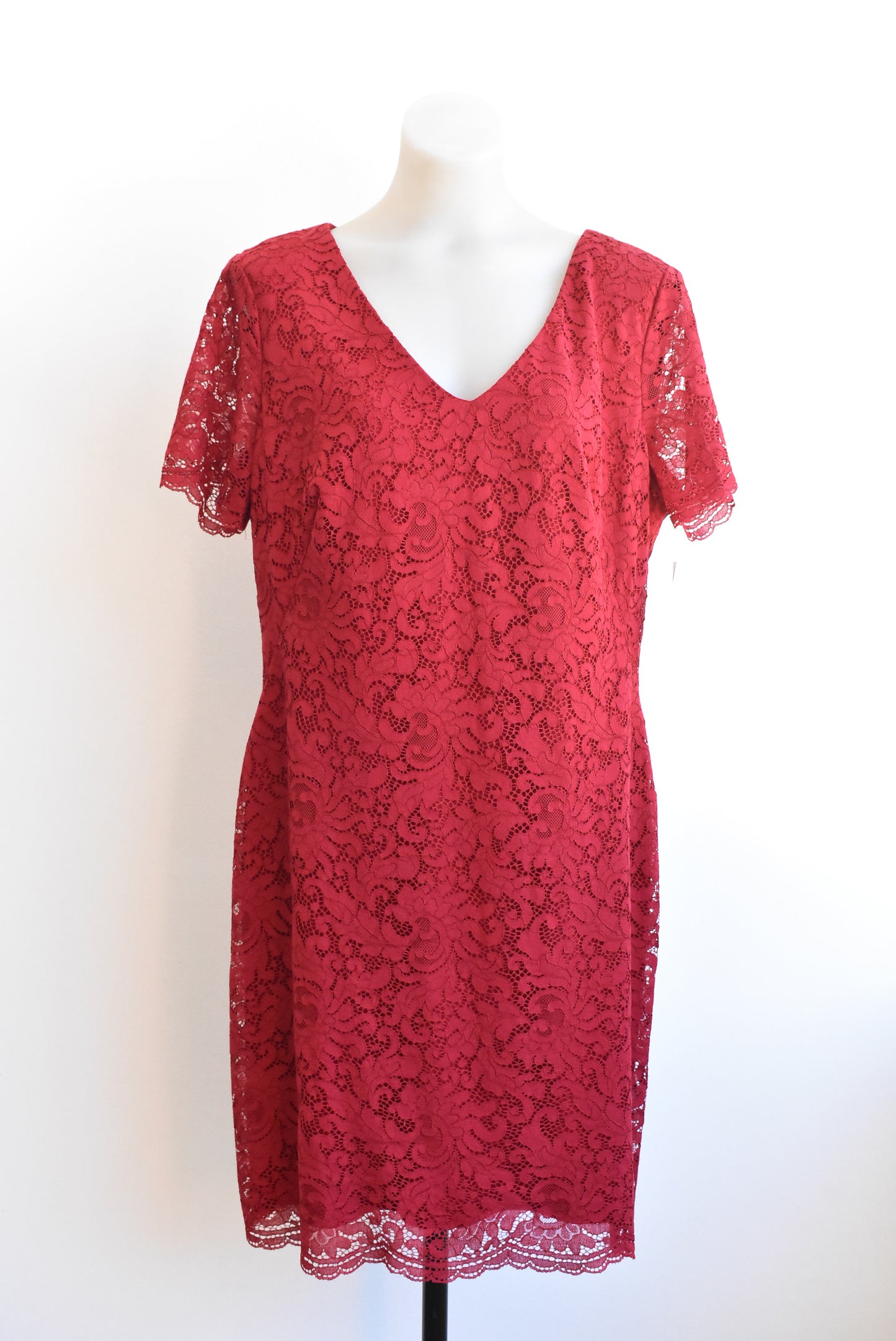 Ralph Lauren ruby red lacy dress NEW, size L