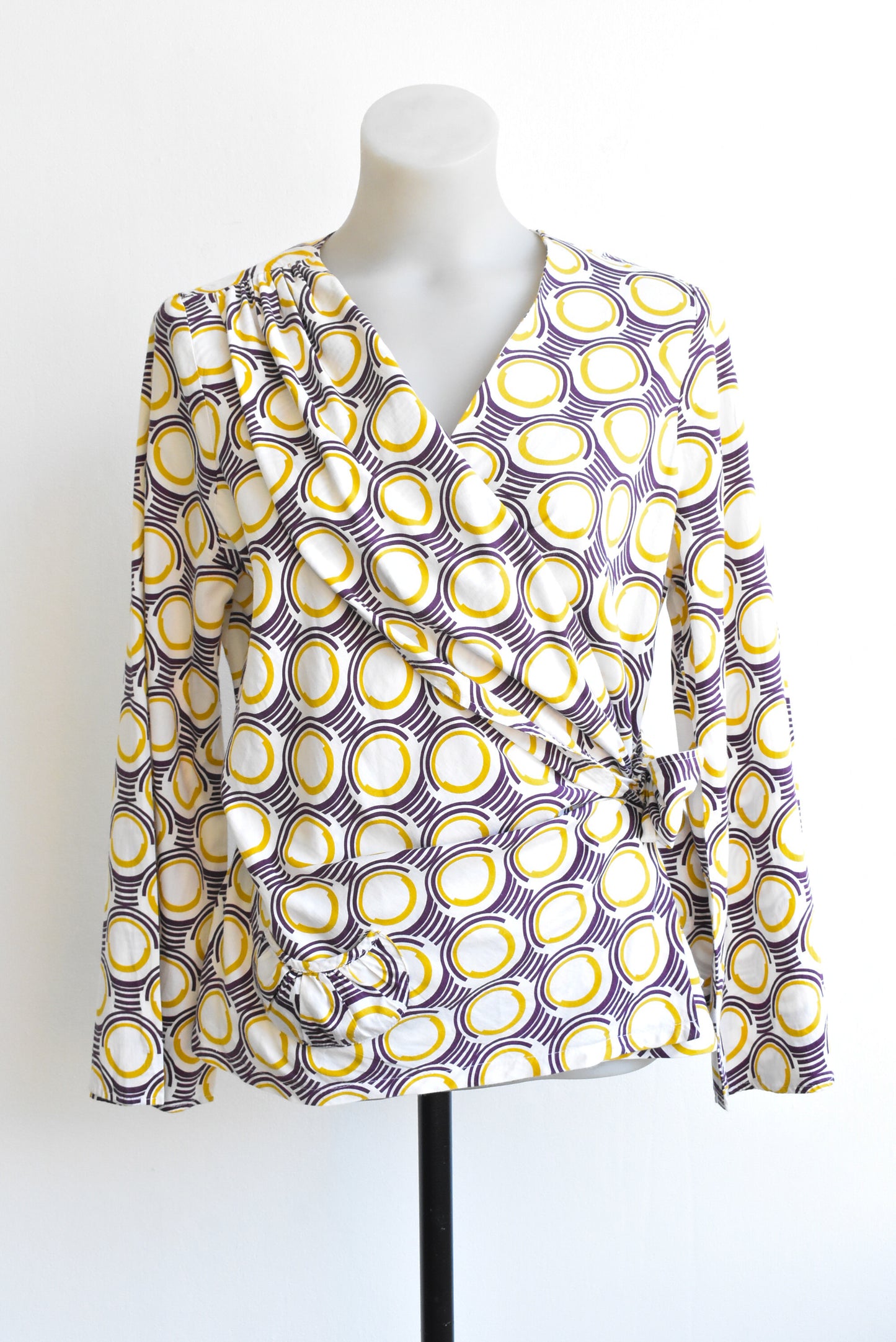 Shona Rubery graphic wrap top, size S-M