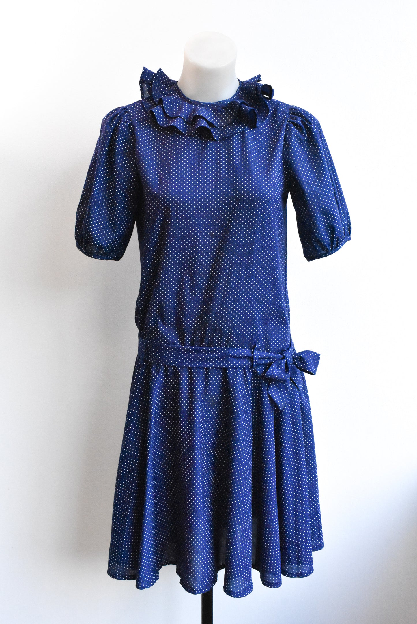 Edward & Emma retro navy polka dot dress, size S-M
