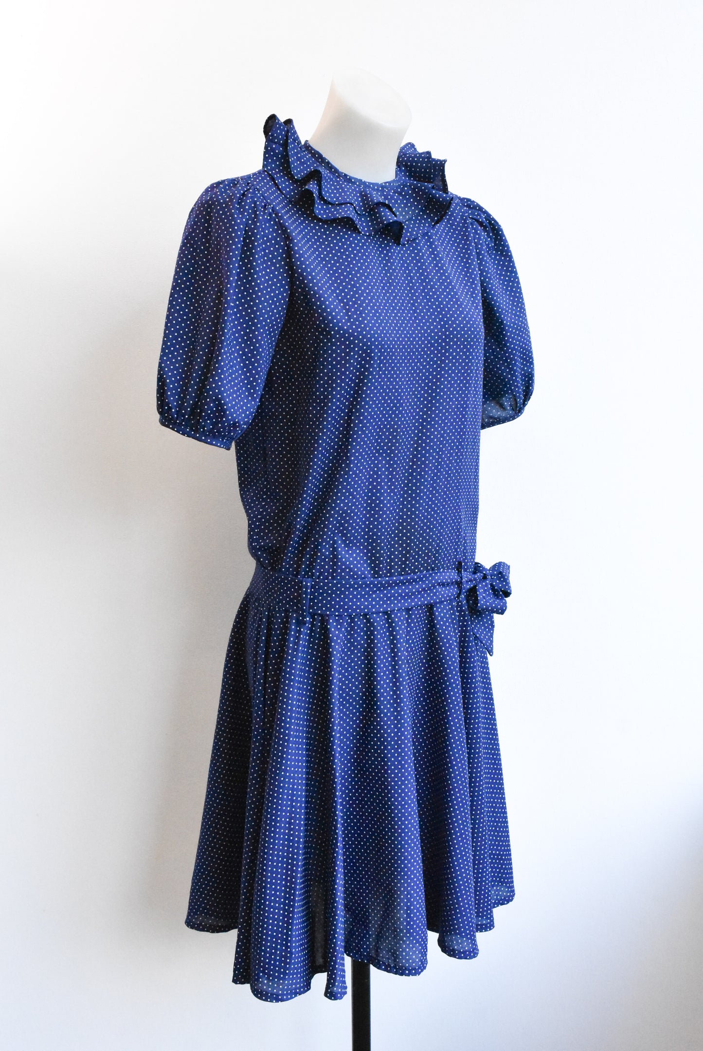 Edward & Emma retro navy polka dot dress, size S-M