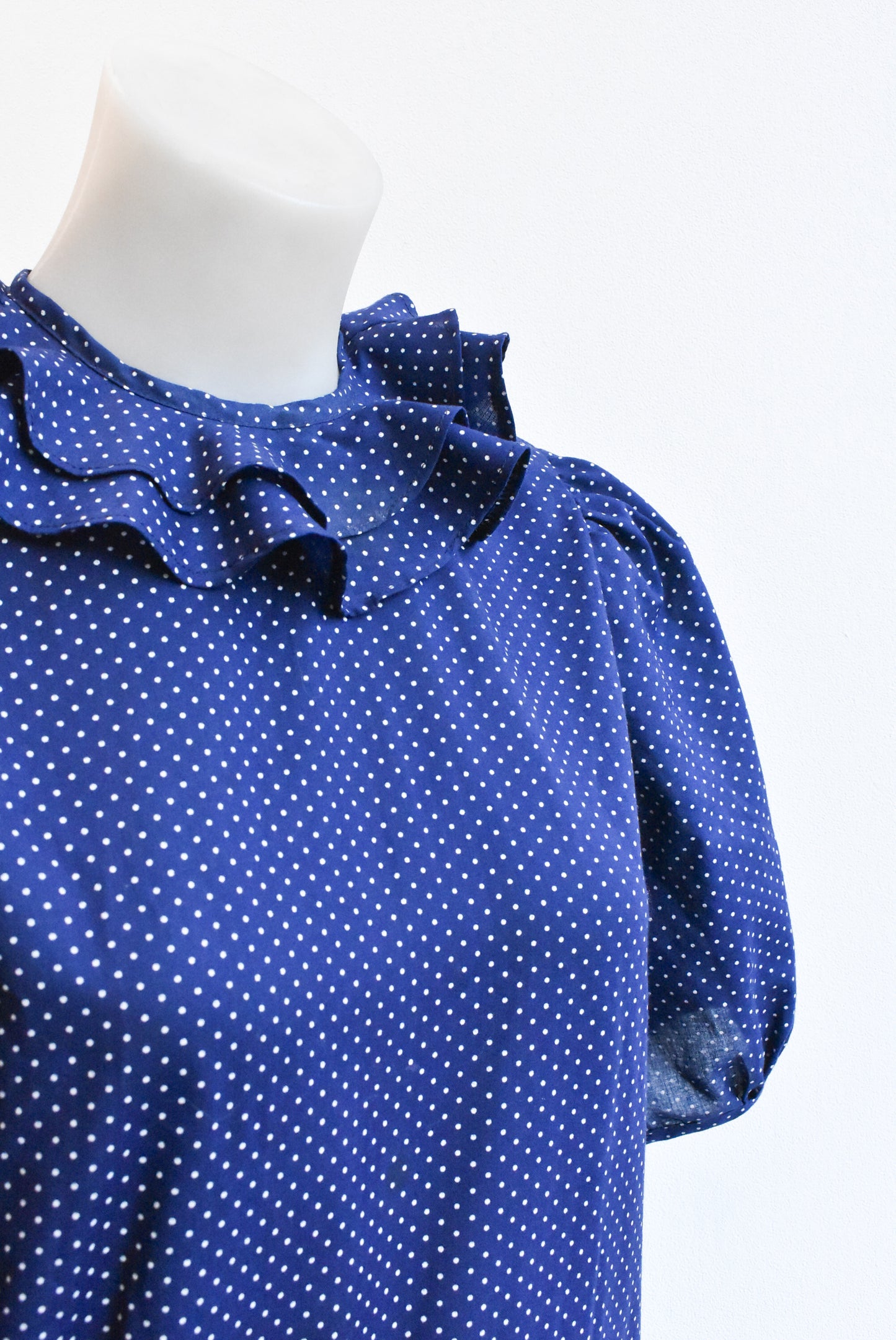 Edward & Emma retro navy polka dot dress, size S-M