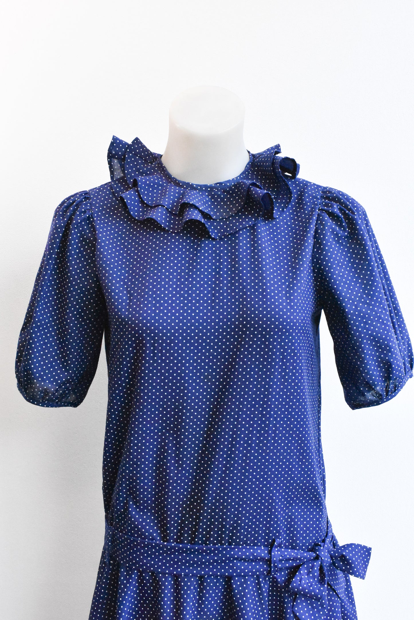 Edward & Emma retro navy polka dot dress, size S-M