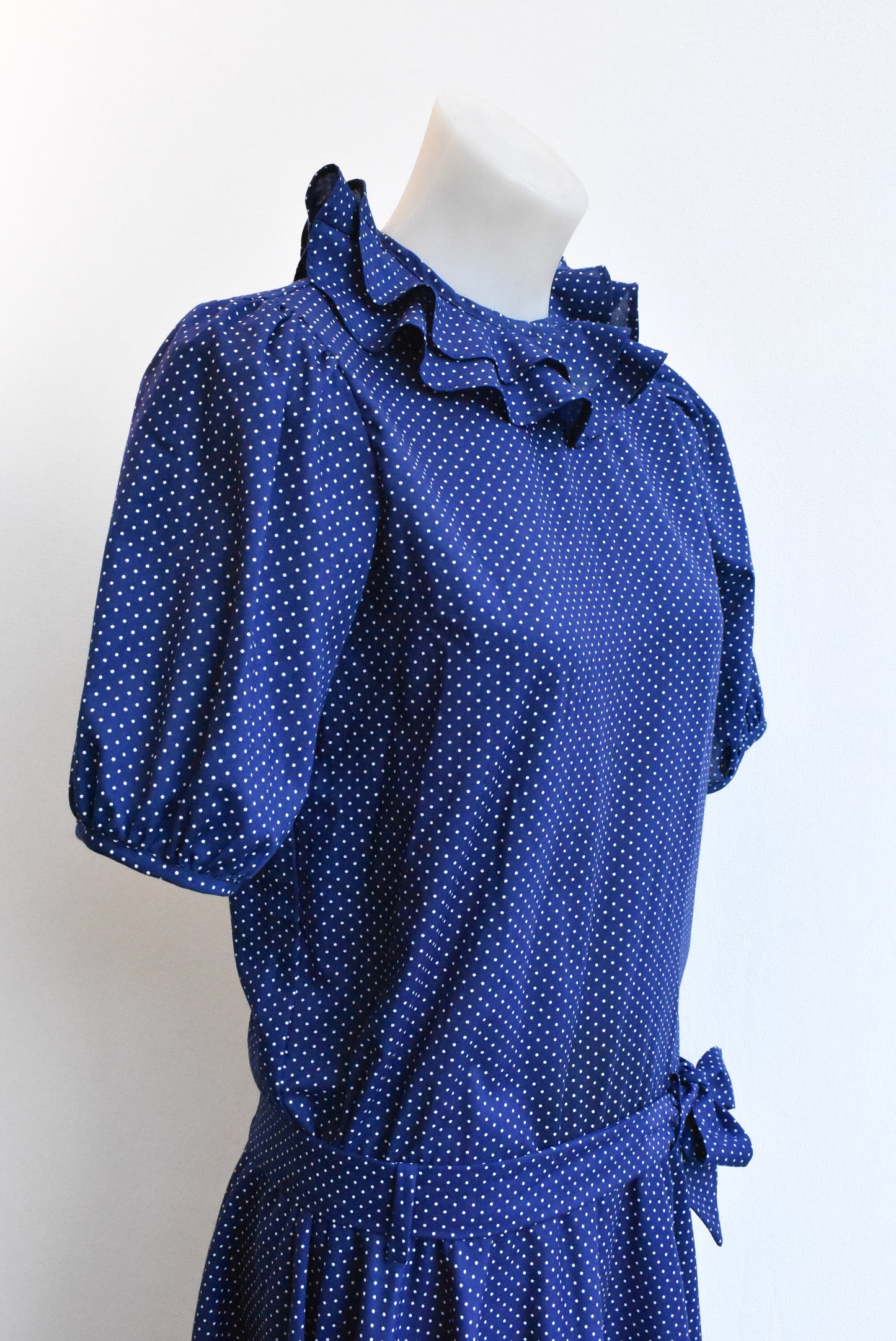 Edward & Emma retro navy polka dot dress, size S-M