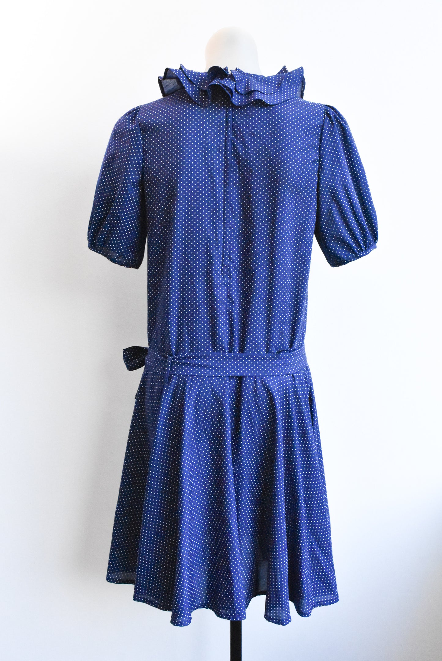 Edward & Emma retro navy polka dot dress, size S-M
