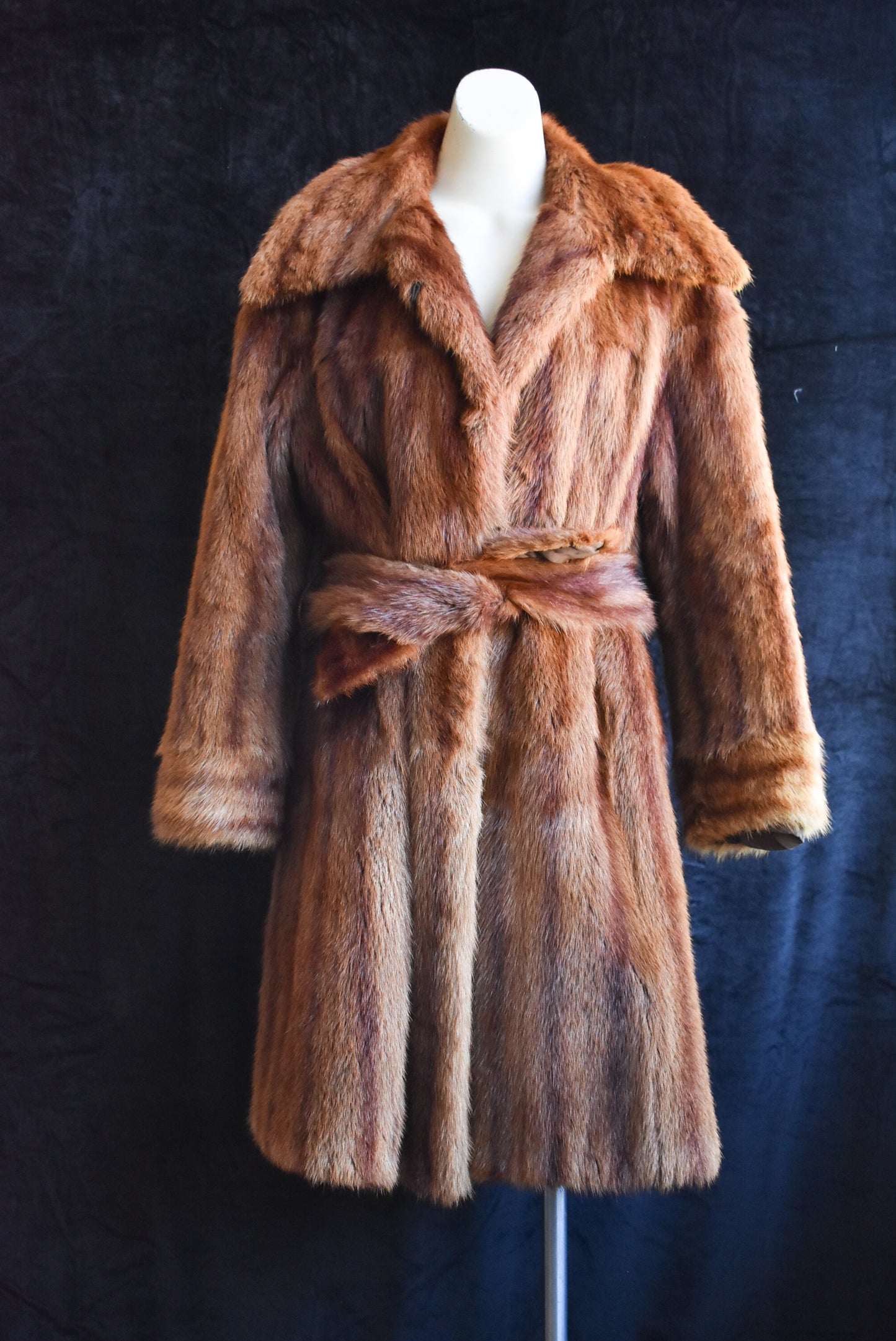 Long brown fur coat