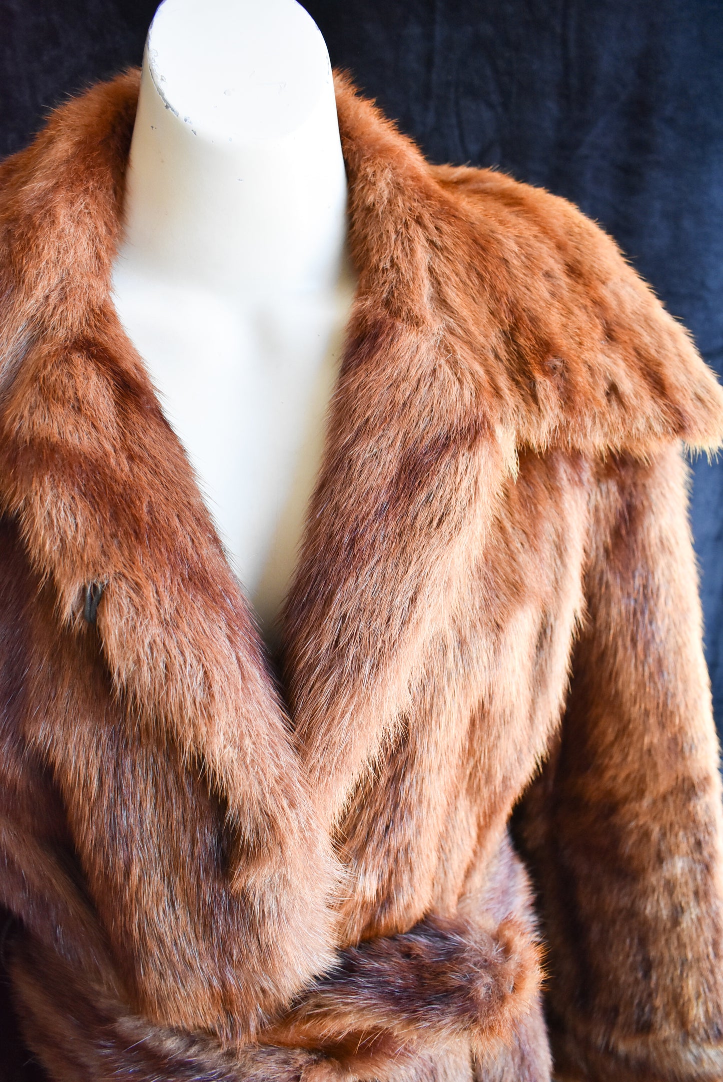 Long brown fur coat