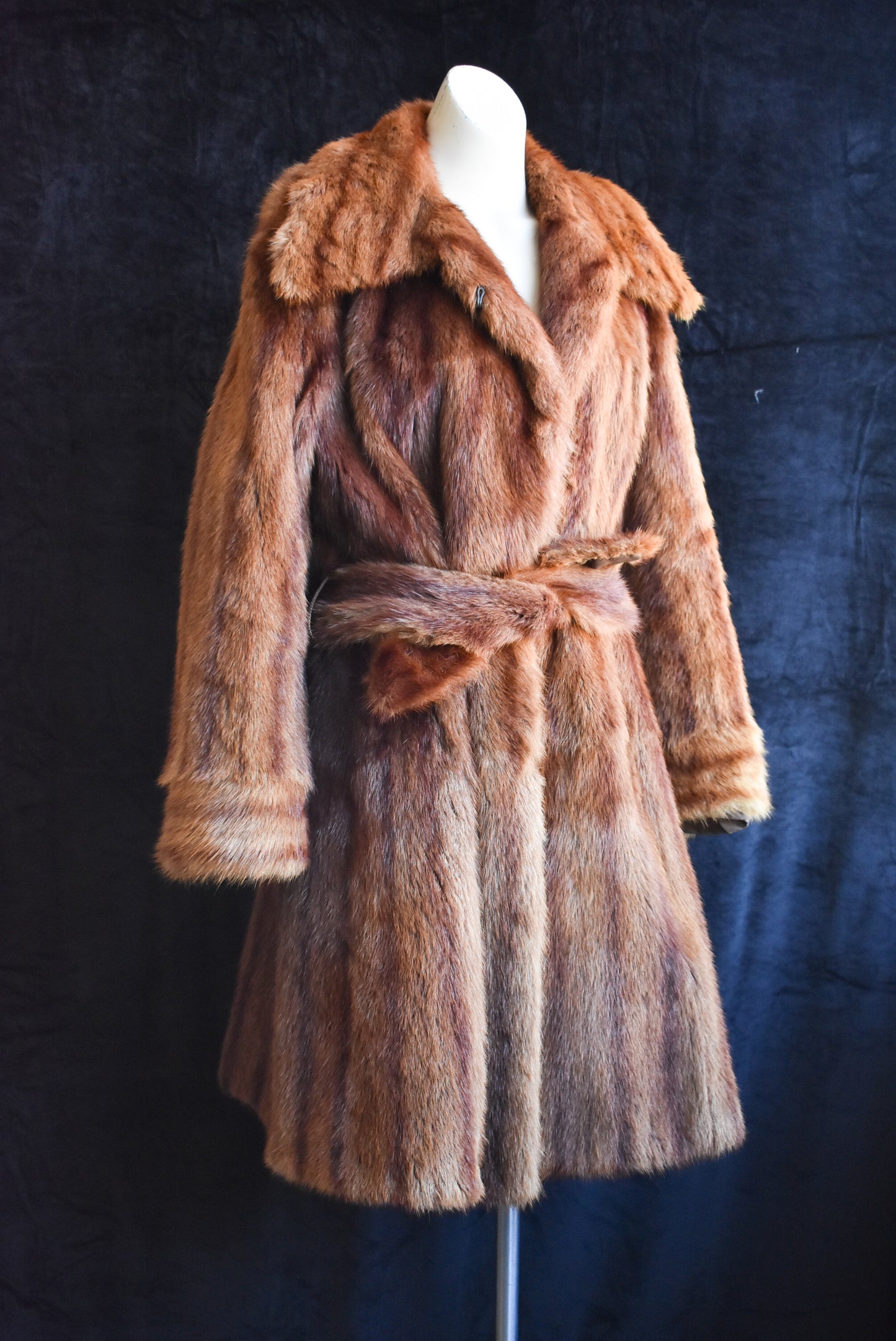 Long brown fur coat