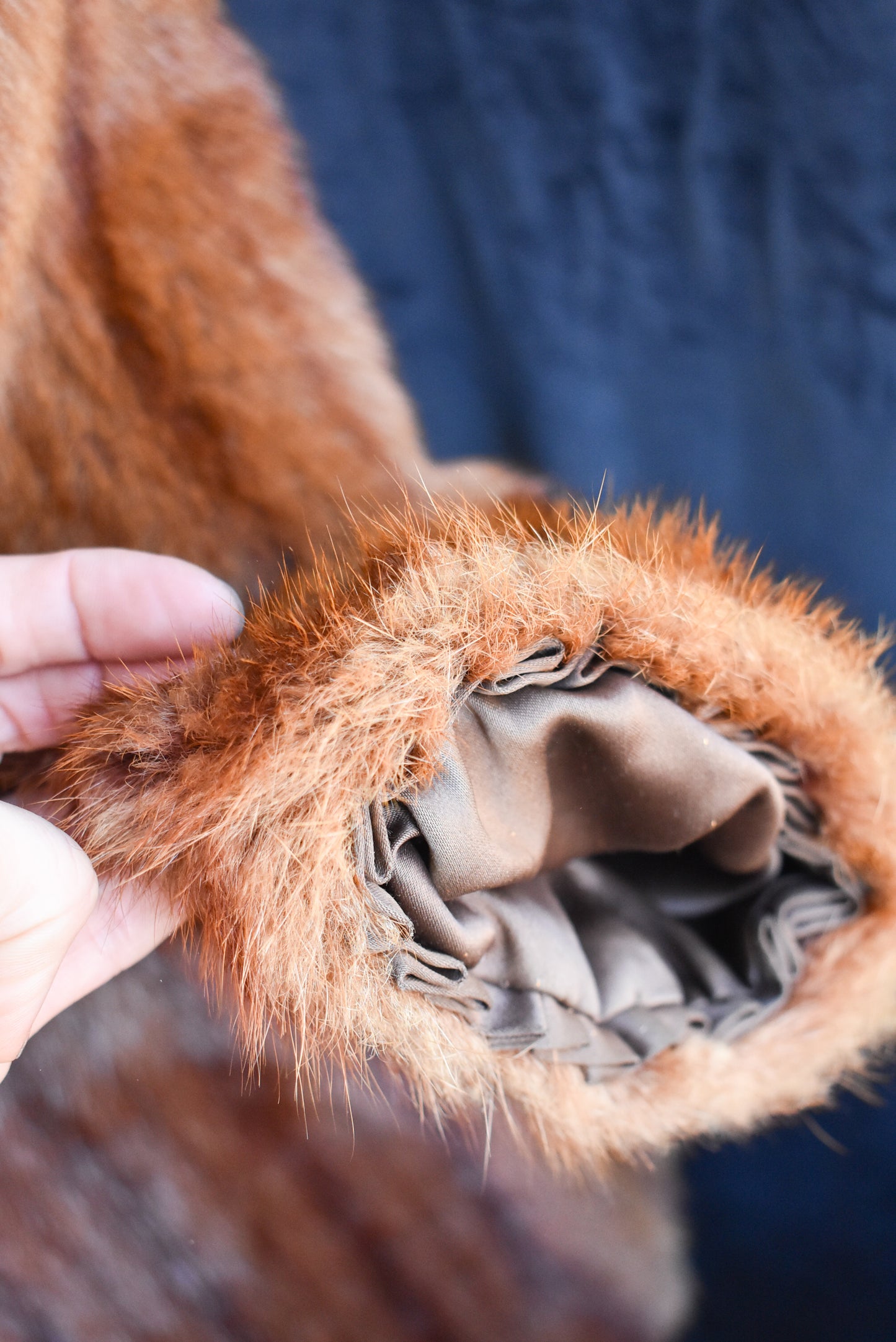 Long brown fur coat