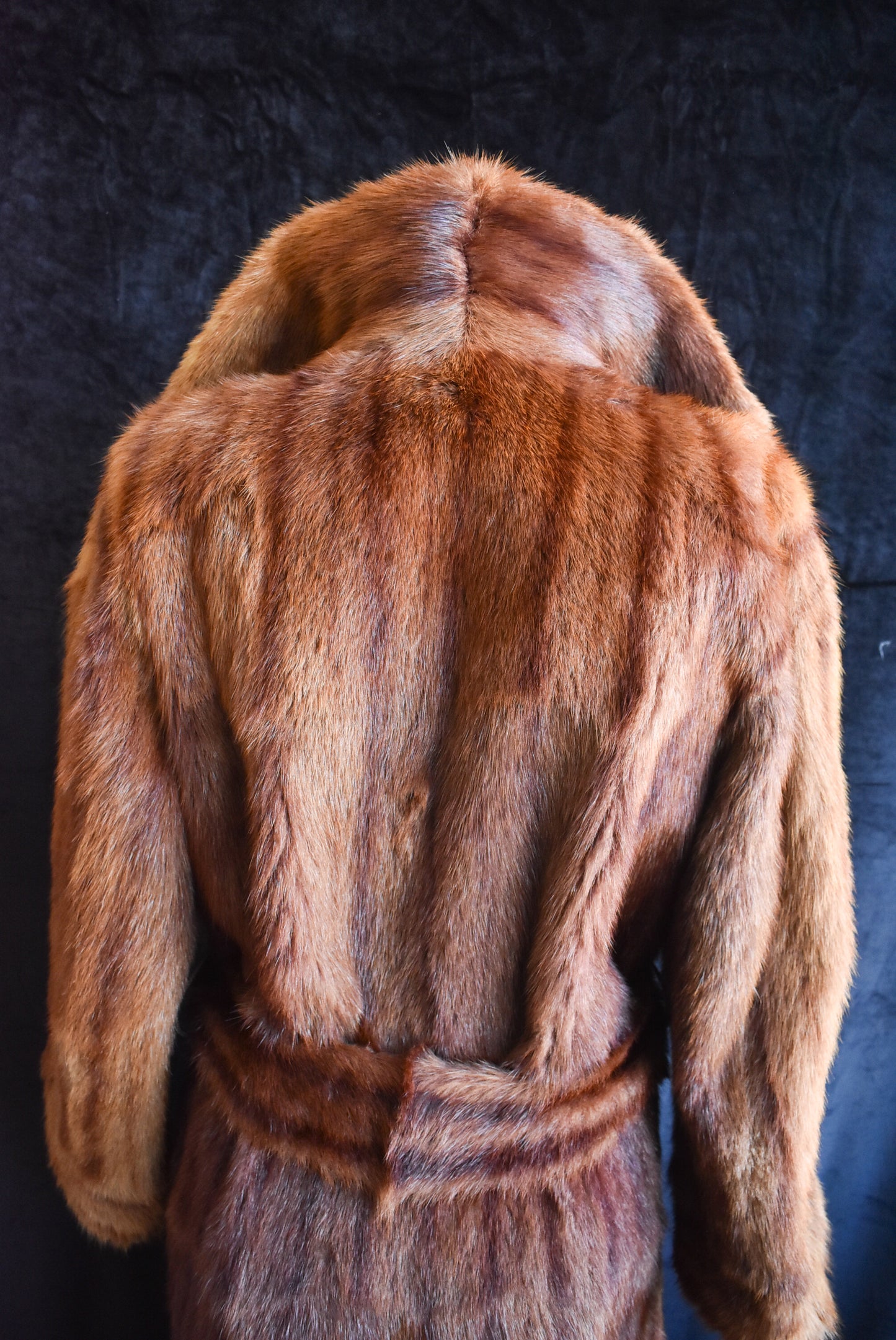 Long brown fur coat