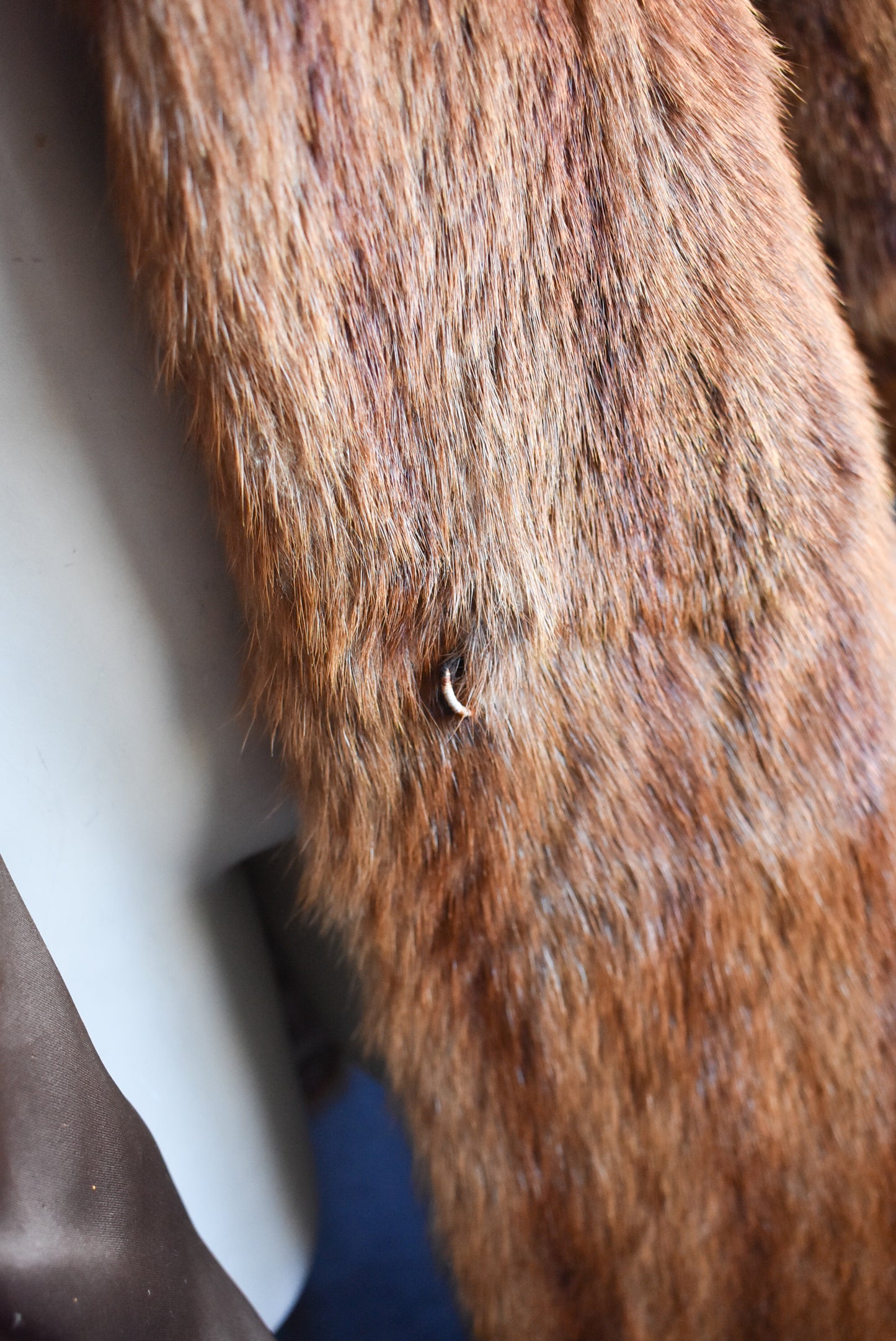 Long brown fur coat