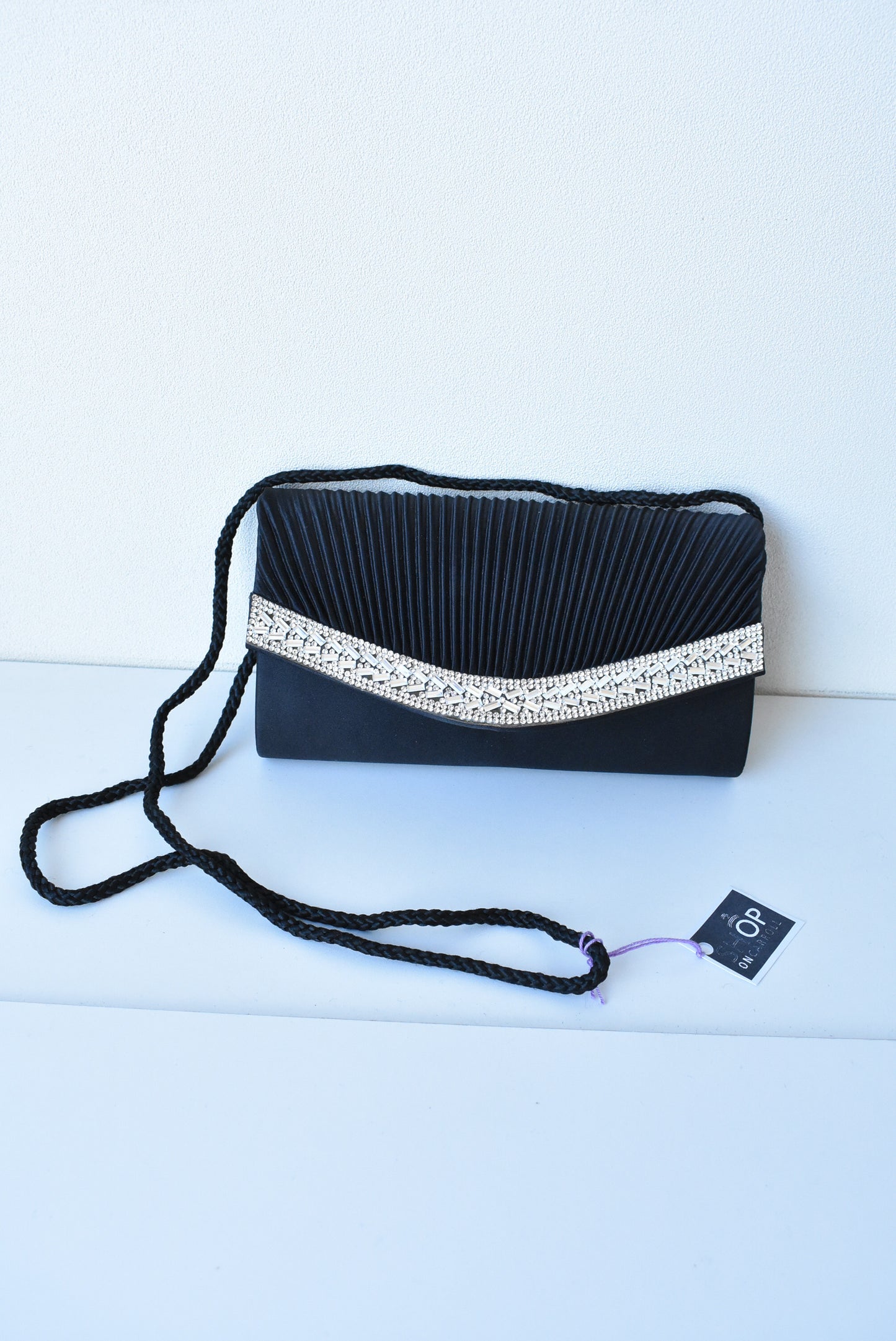 Rectangular bedazzled clutch