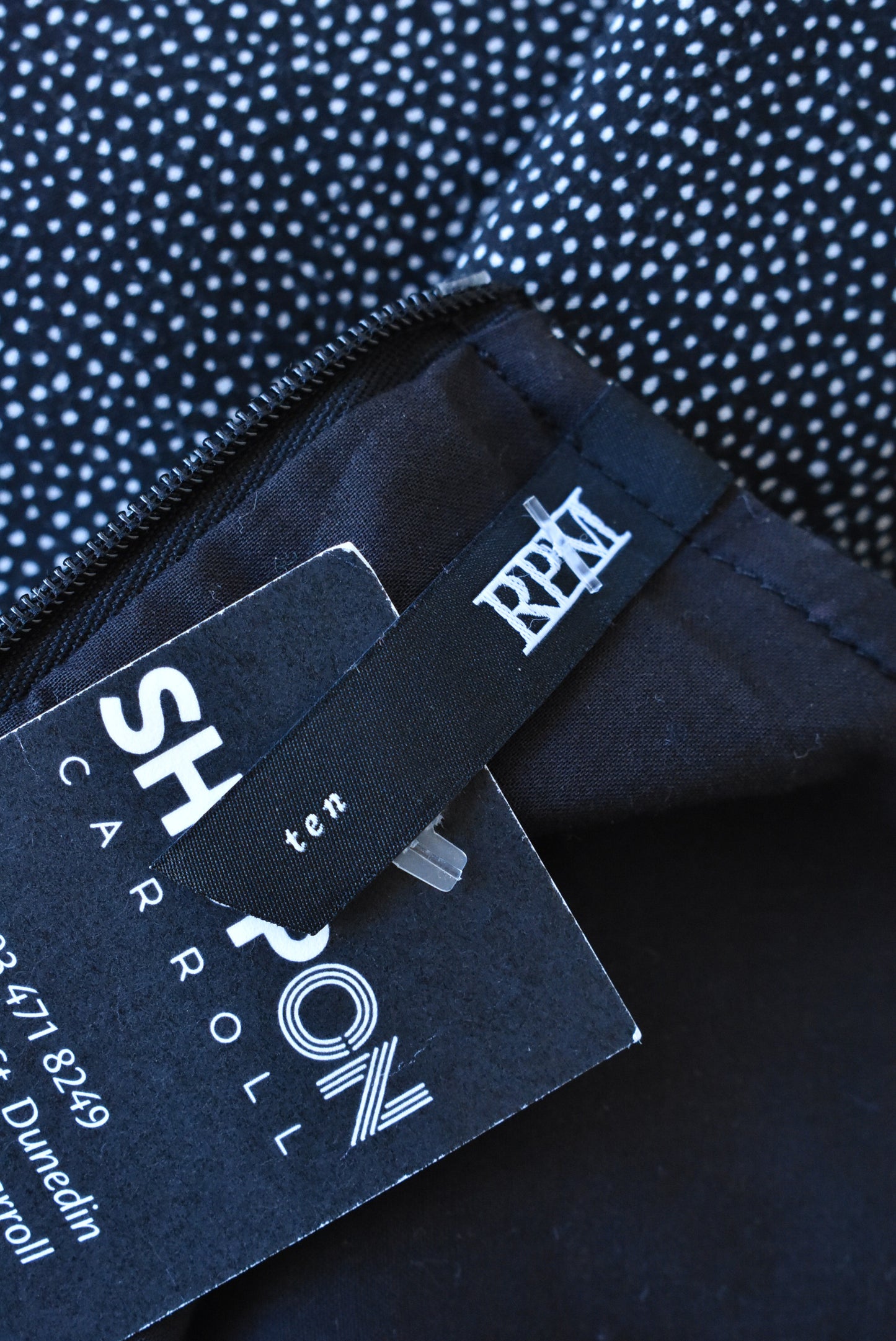 RPM short black speckled dress, size 10