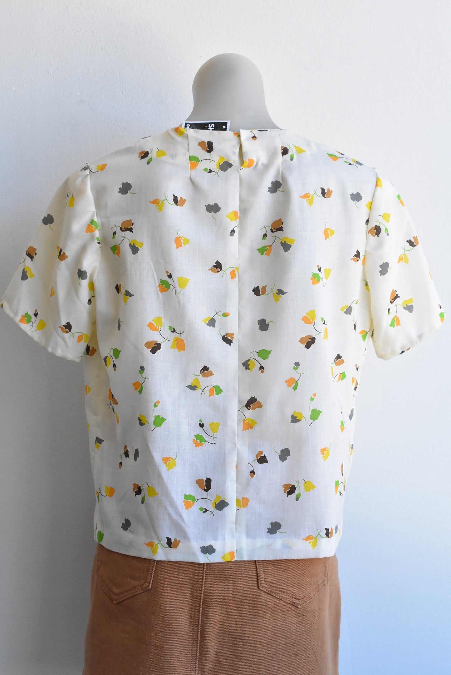Handmade floral short sleeve top, S/M