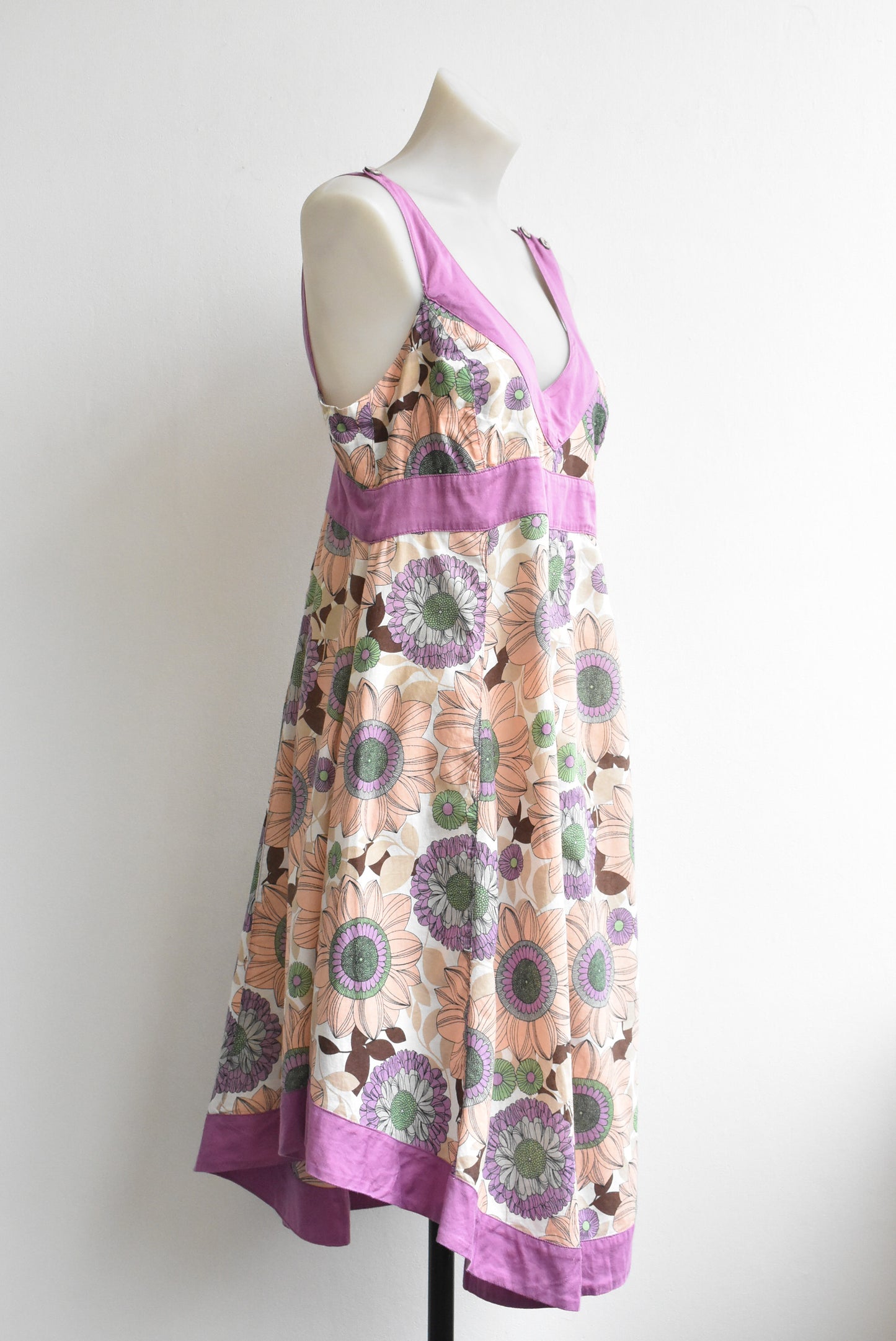 Deshabillé purple orange floral dress, size 12