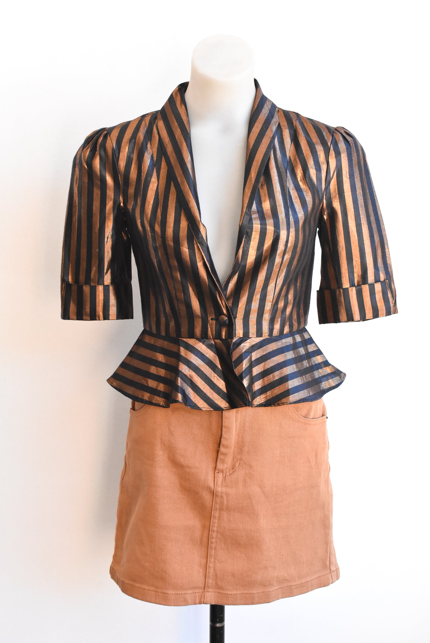 Sass & Bide copper & black lurex top, size XS