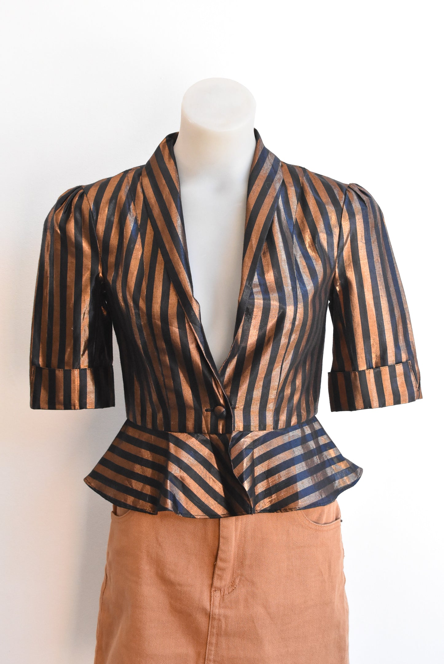 Sass & Bide copper & black lurex top, size XS