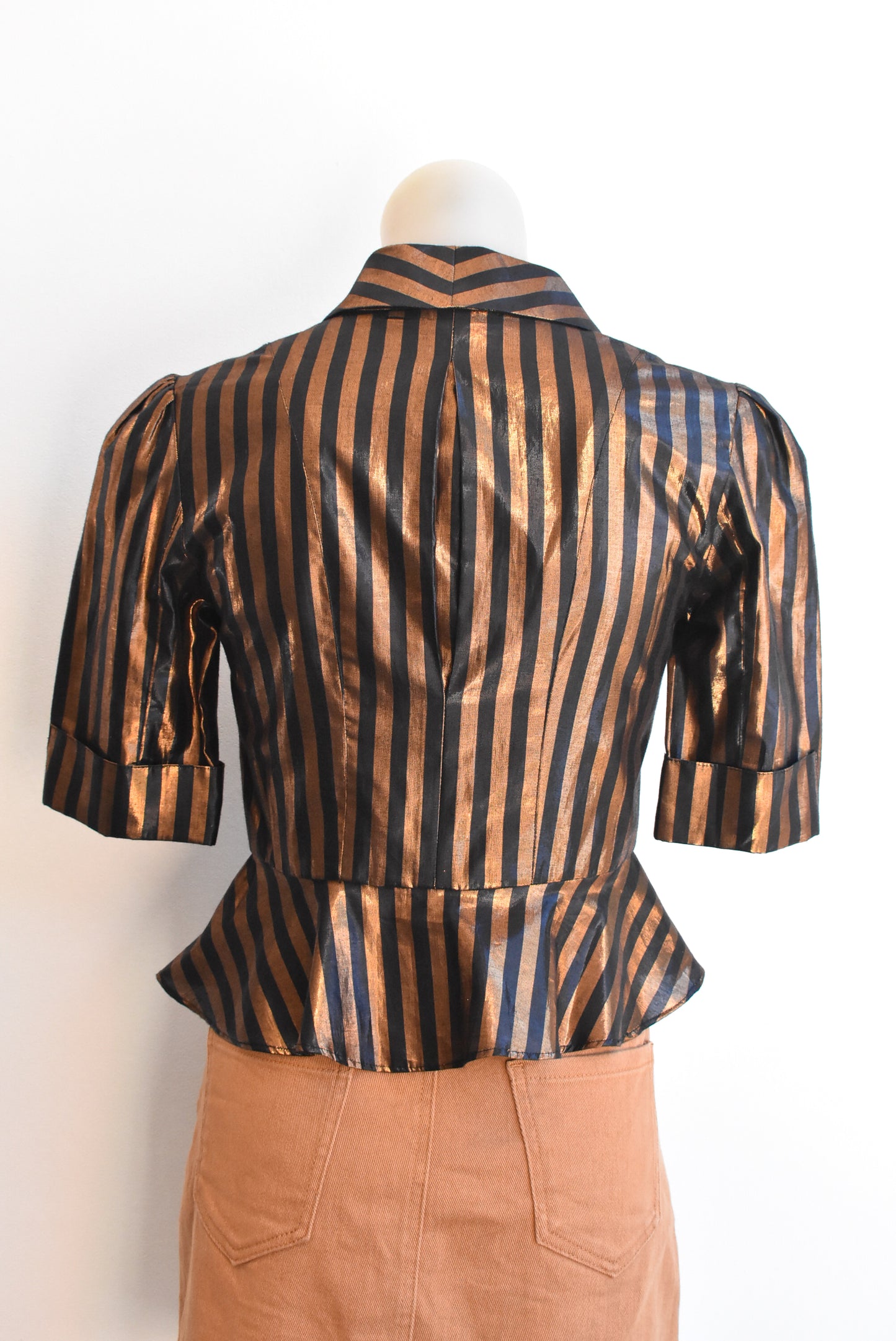 Sass & Bide copper & black lurex top, size XS