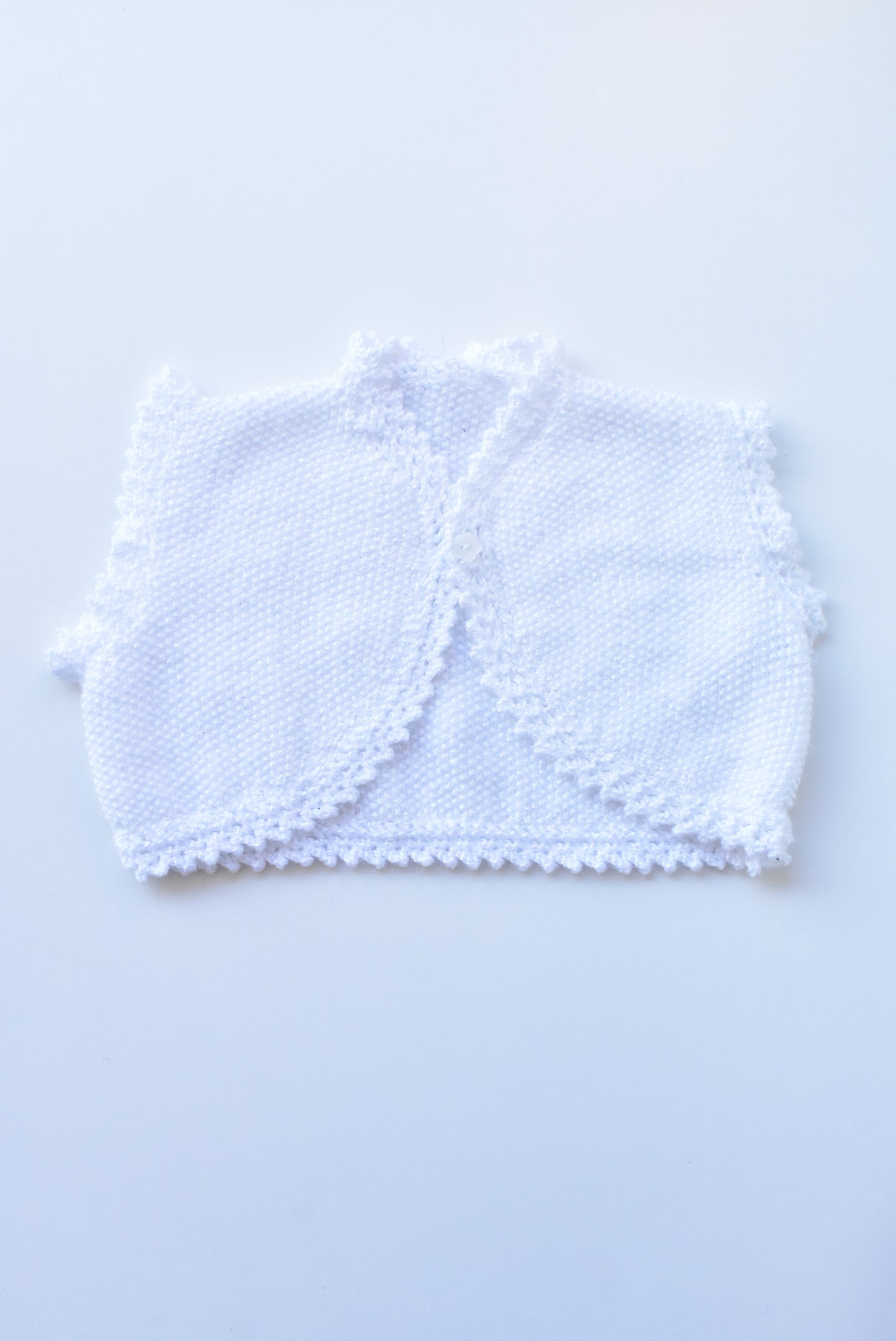 Handknitted toddler's white sparkle bolero, NEW