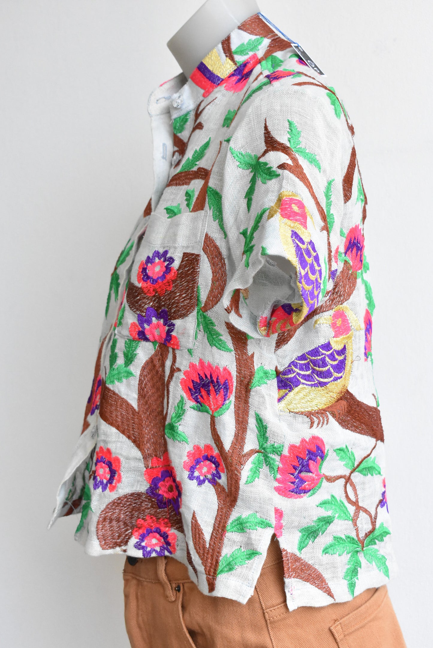 Handmade embroidered linen shirt, size S