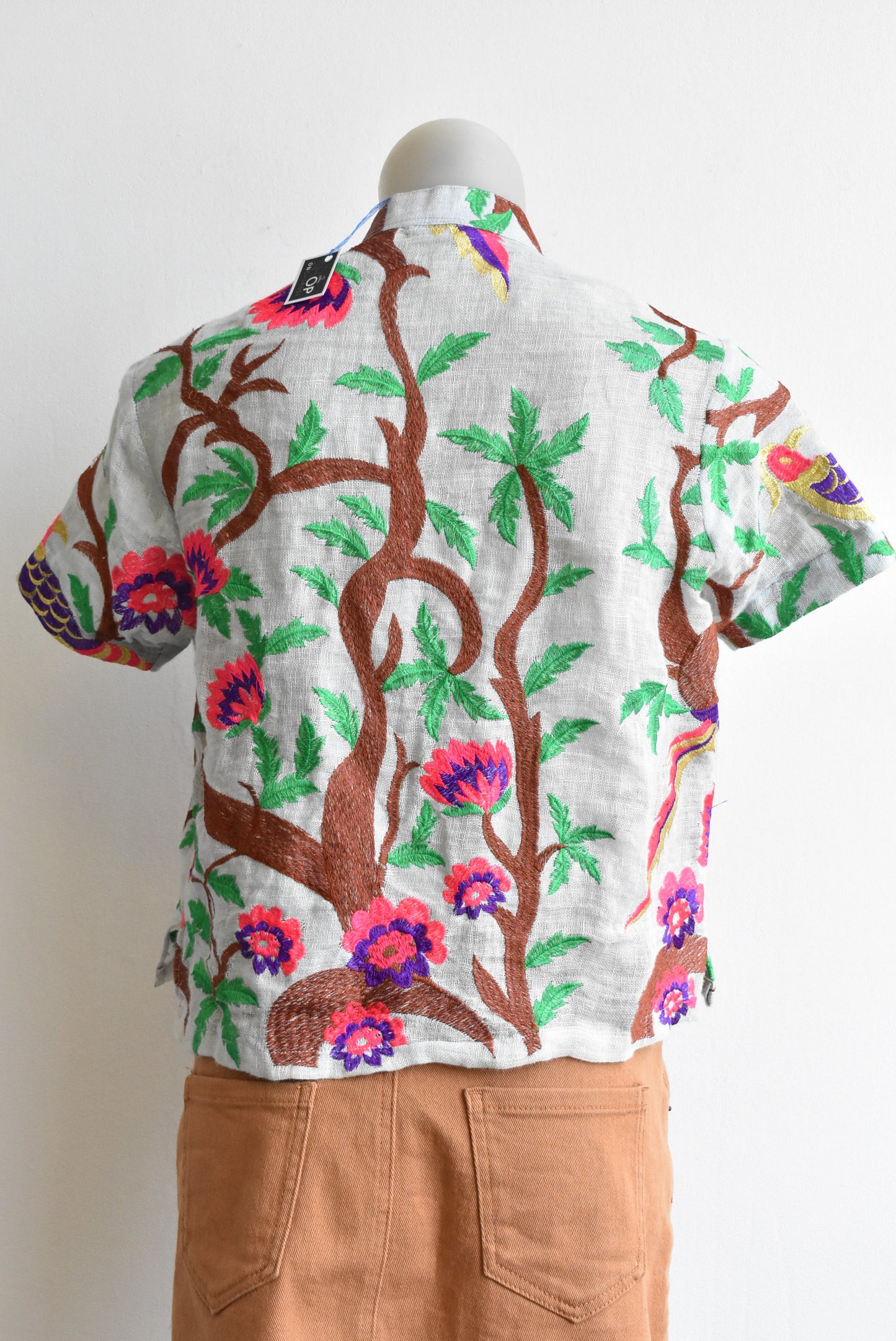 Handmade embroidered linen shirt, size S
