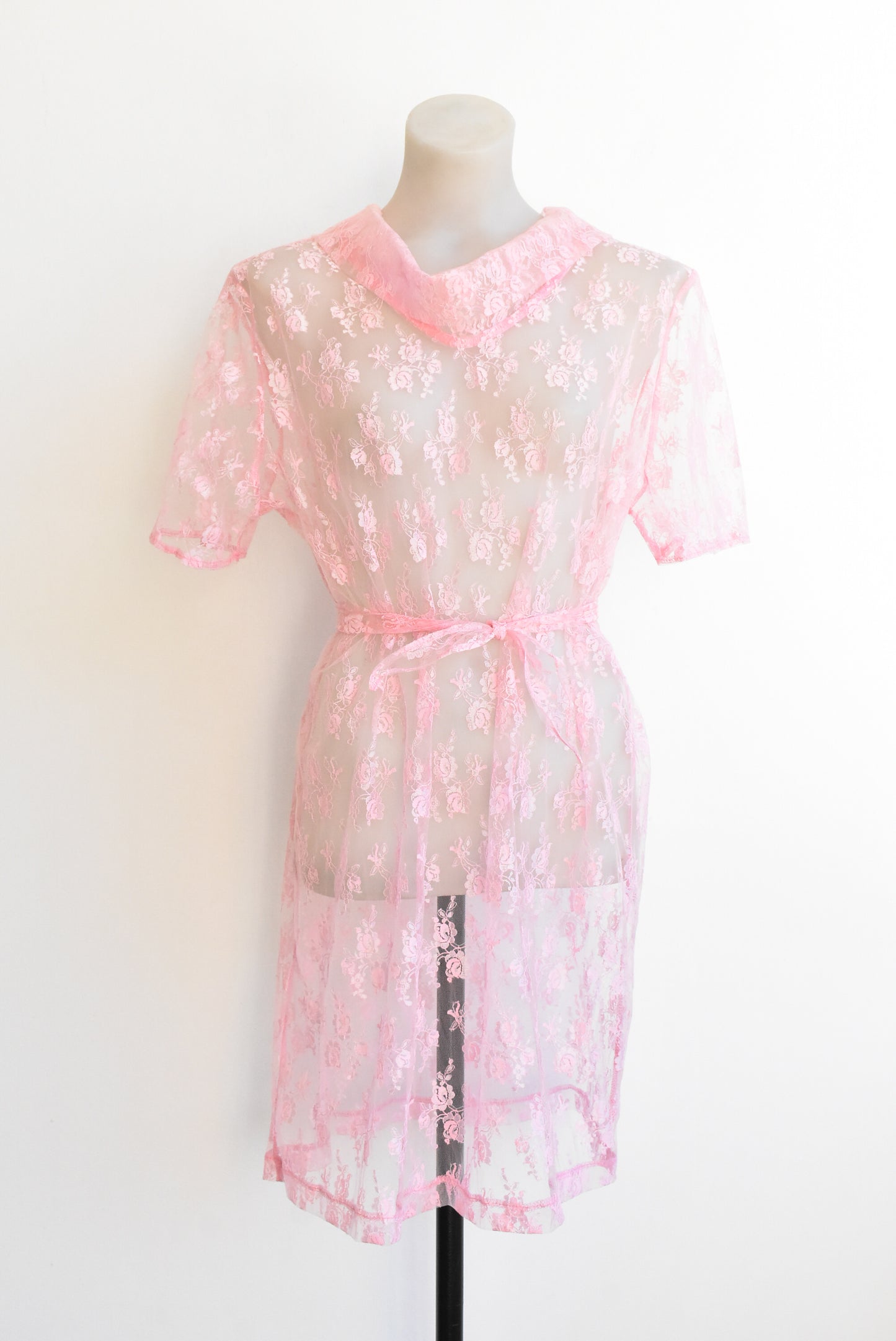 Pink floral lace dress, size S