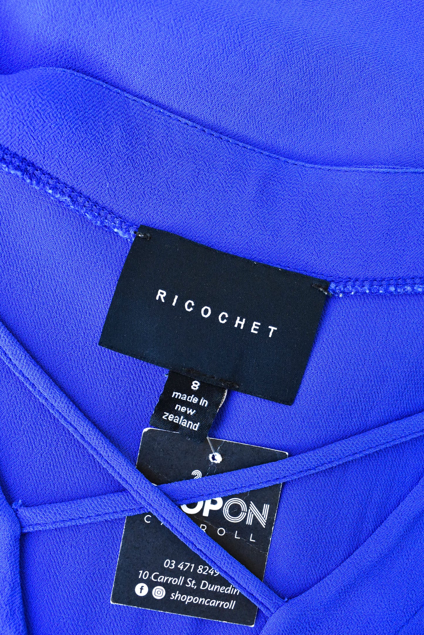 Ricochet sheer blue shift dress, size 8