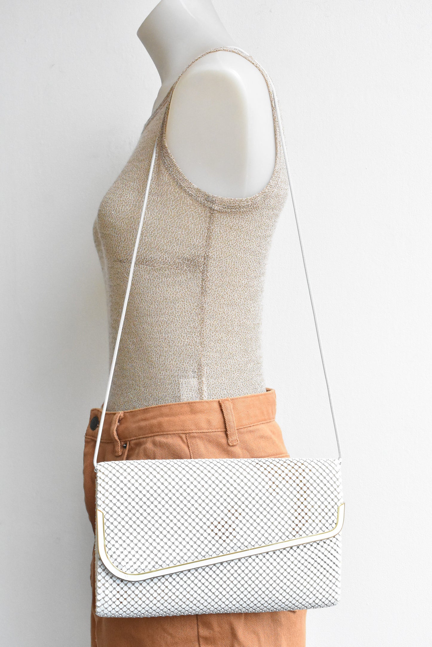 White mesh clutch purse