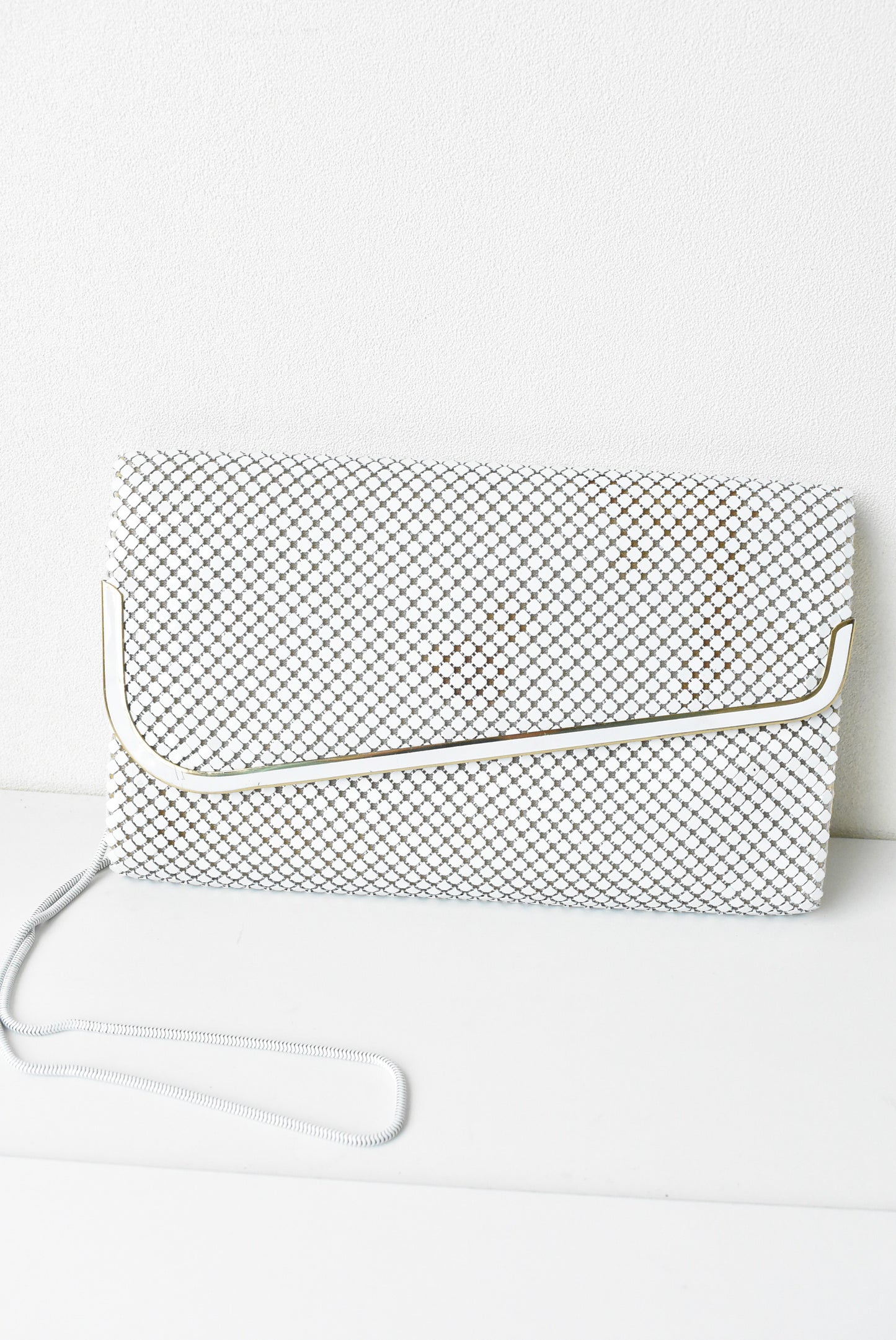 White mesh clutch purse