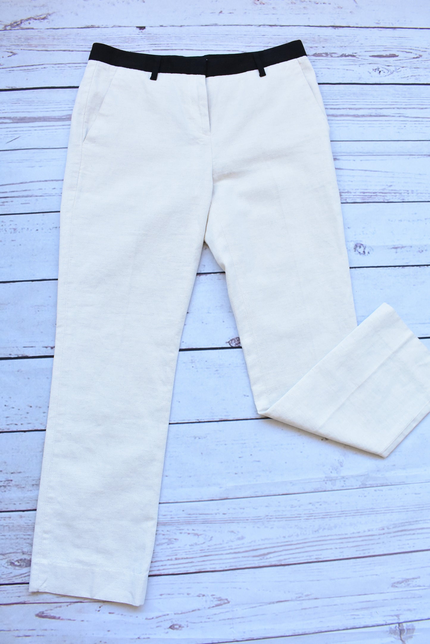 GAP tailored beige cotton-linen crop pant, size XS