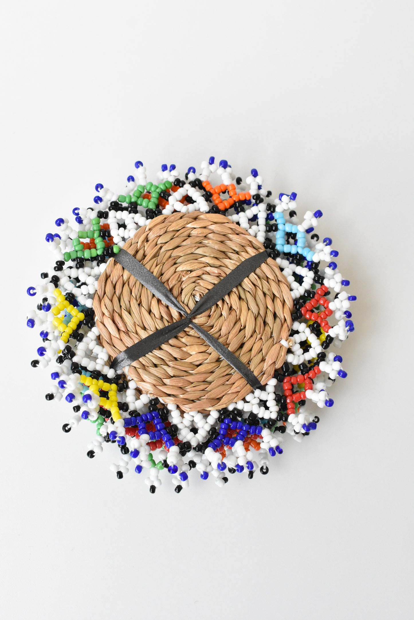 4 x Beaded and seagrass coasters