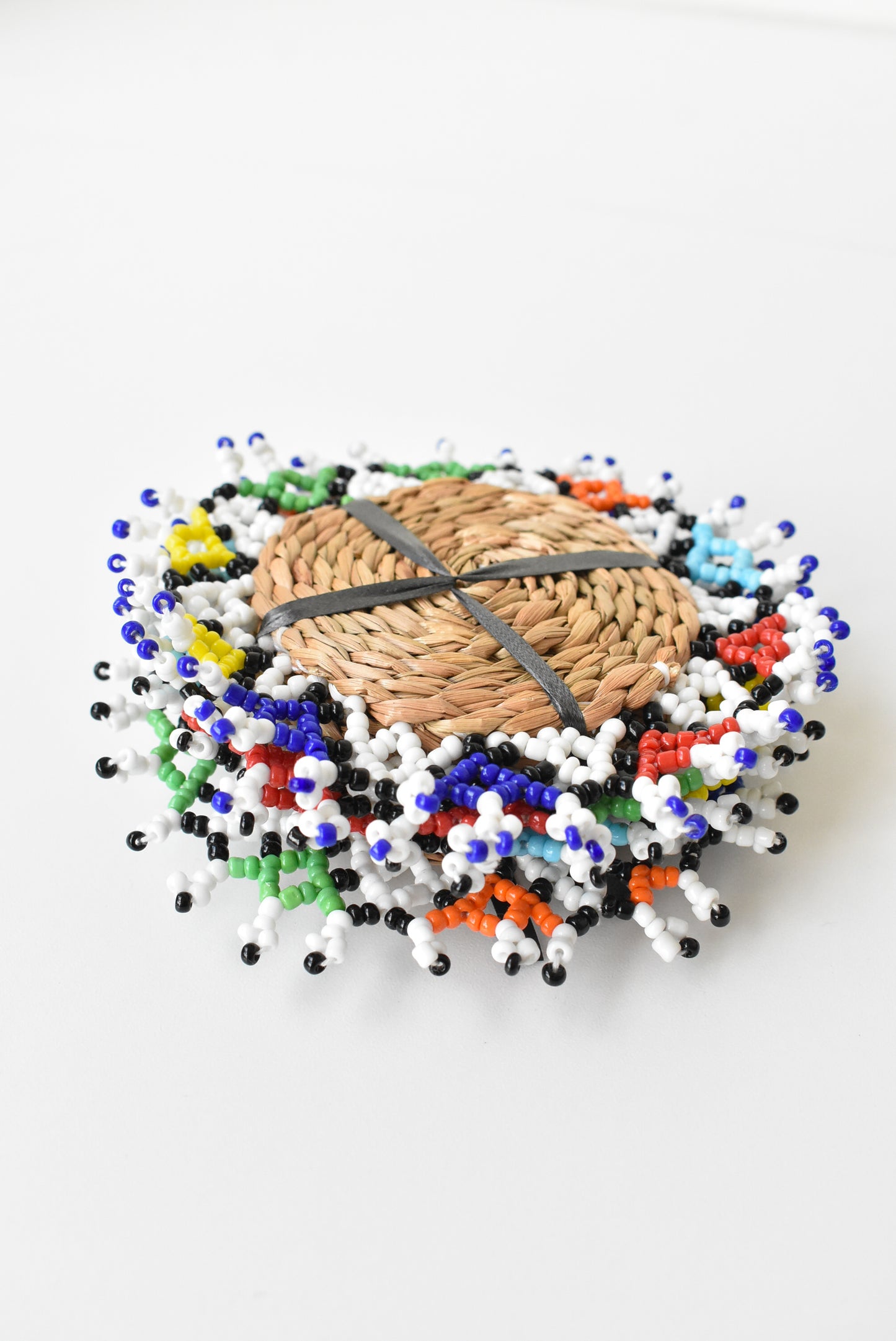 4 x Beaded and seagrass coasters