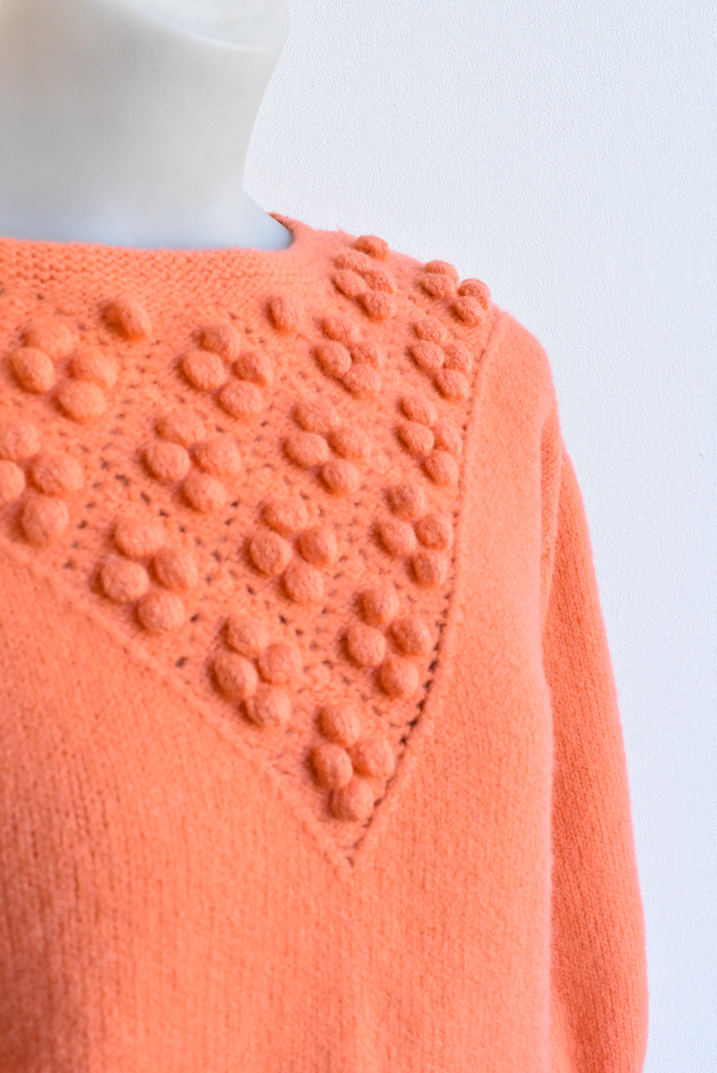 Retro orange bobble-knit jumper, size XS