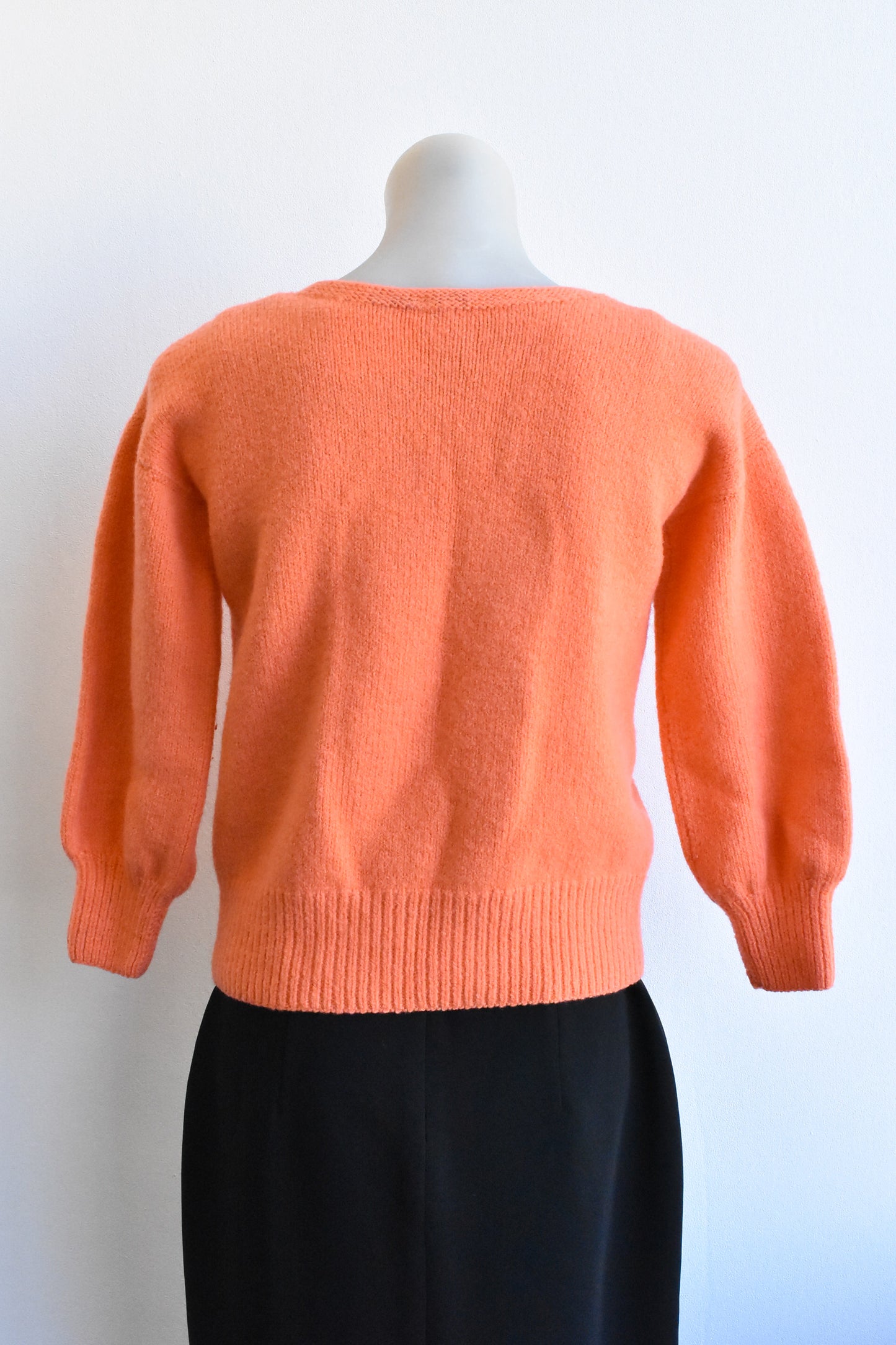Retro orange bobble-knit jumper, size XS