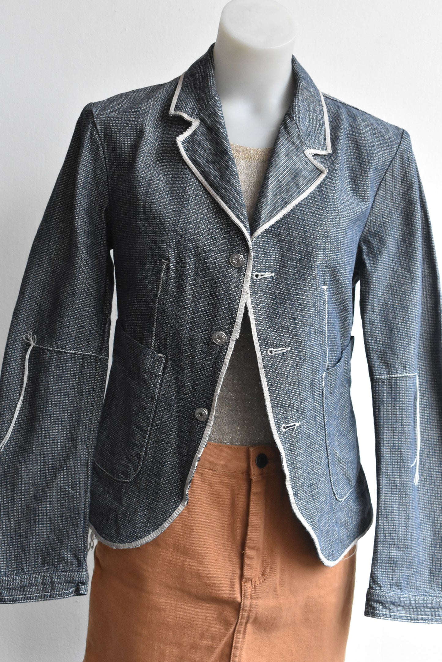 Marithé + François Girbaud raw edged denim jacket, 38