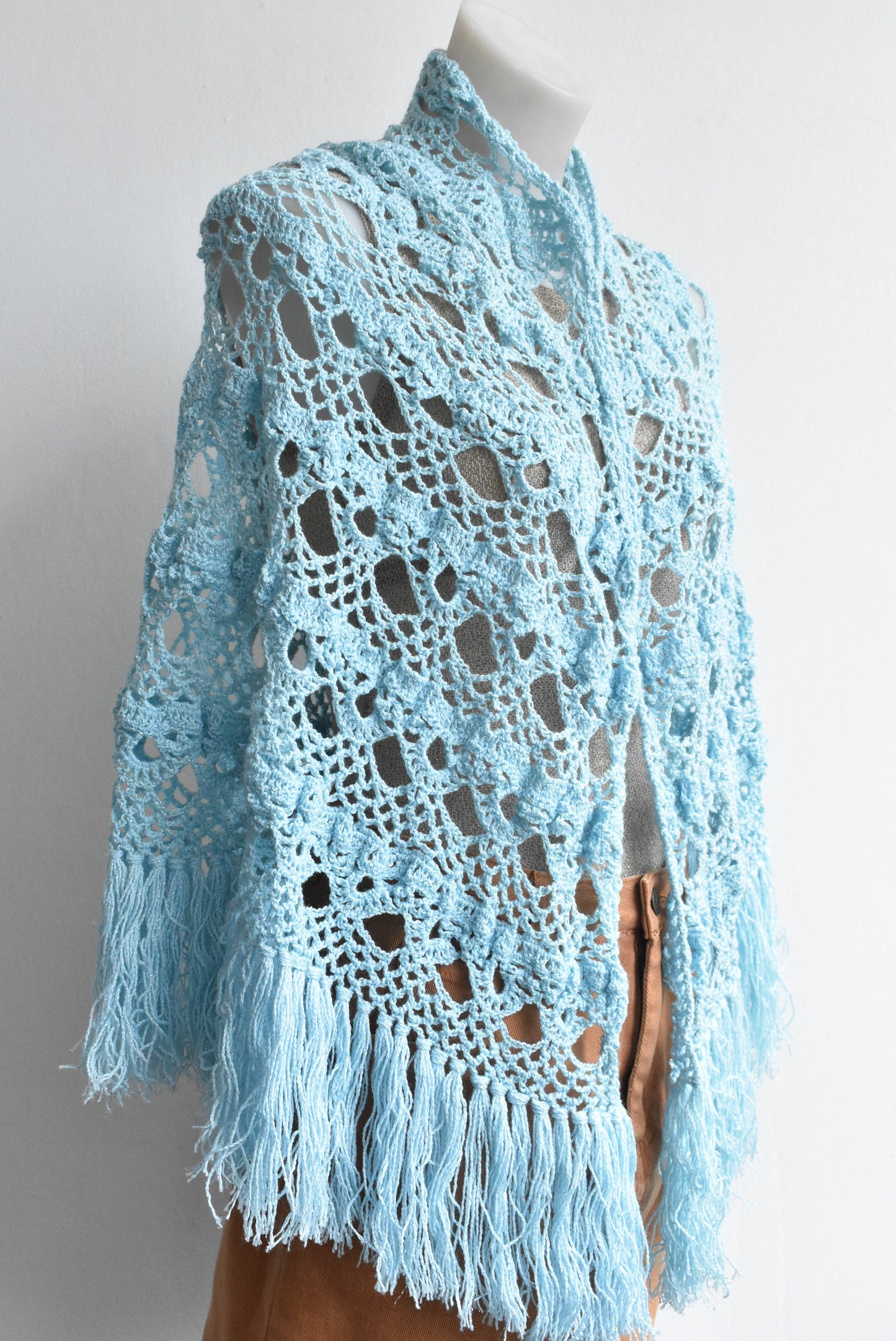Sparkly hand crocheted shawl