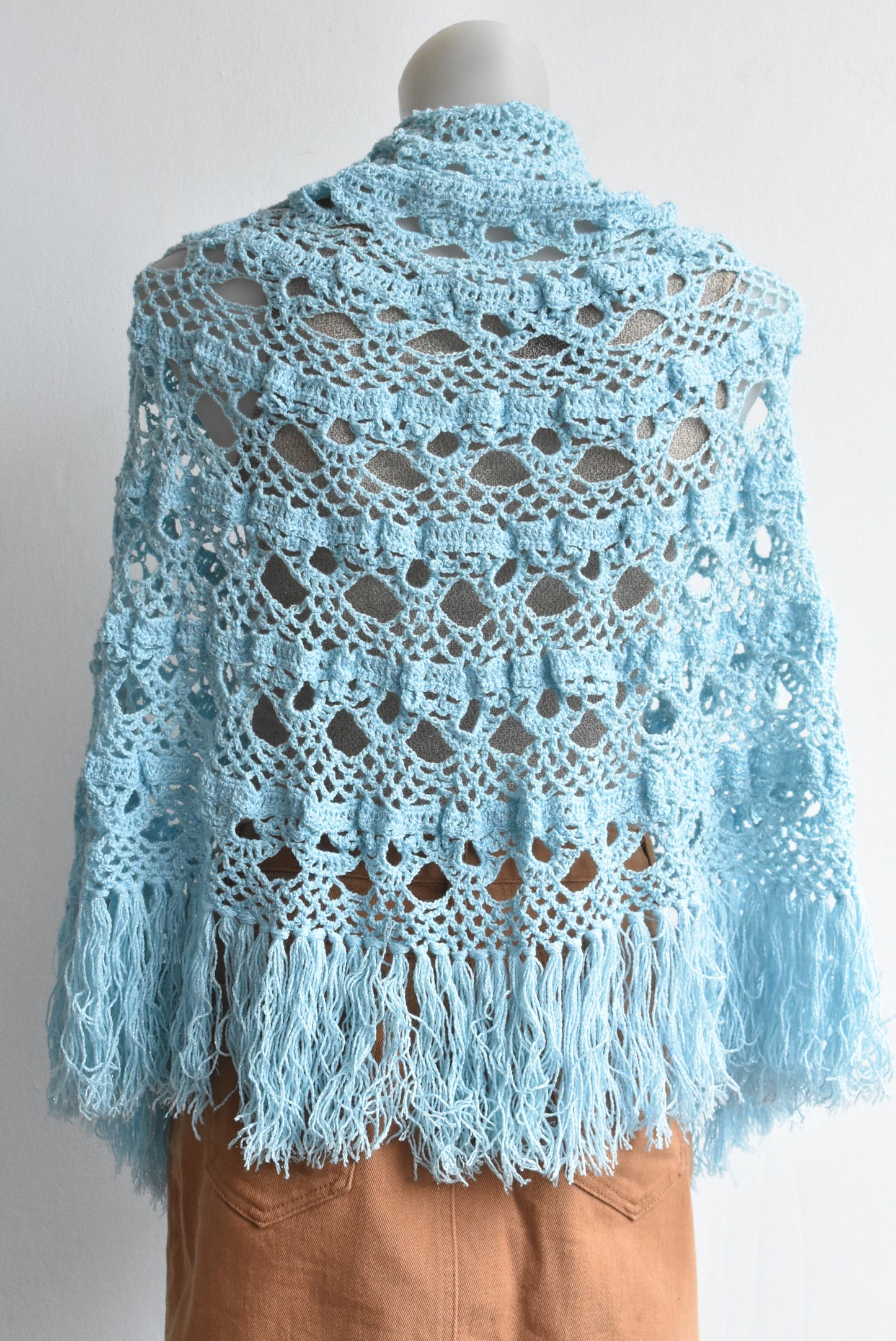 Sparkly hand crocheted shawl
